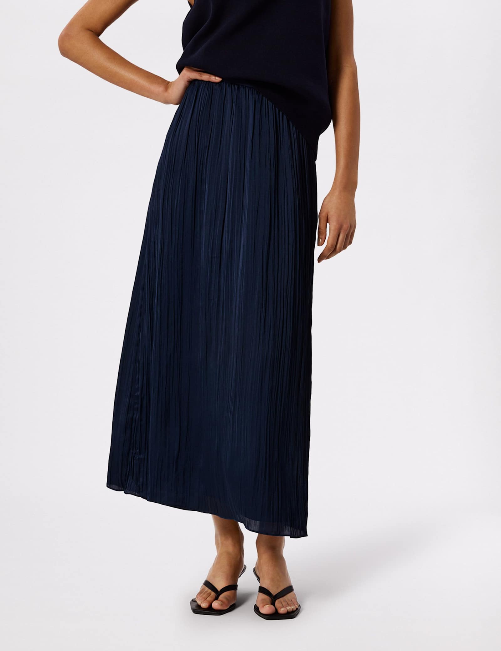 Plisse Pleated Midi Column Skirt - image 4