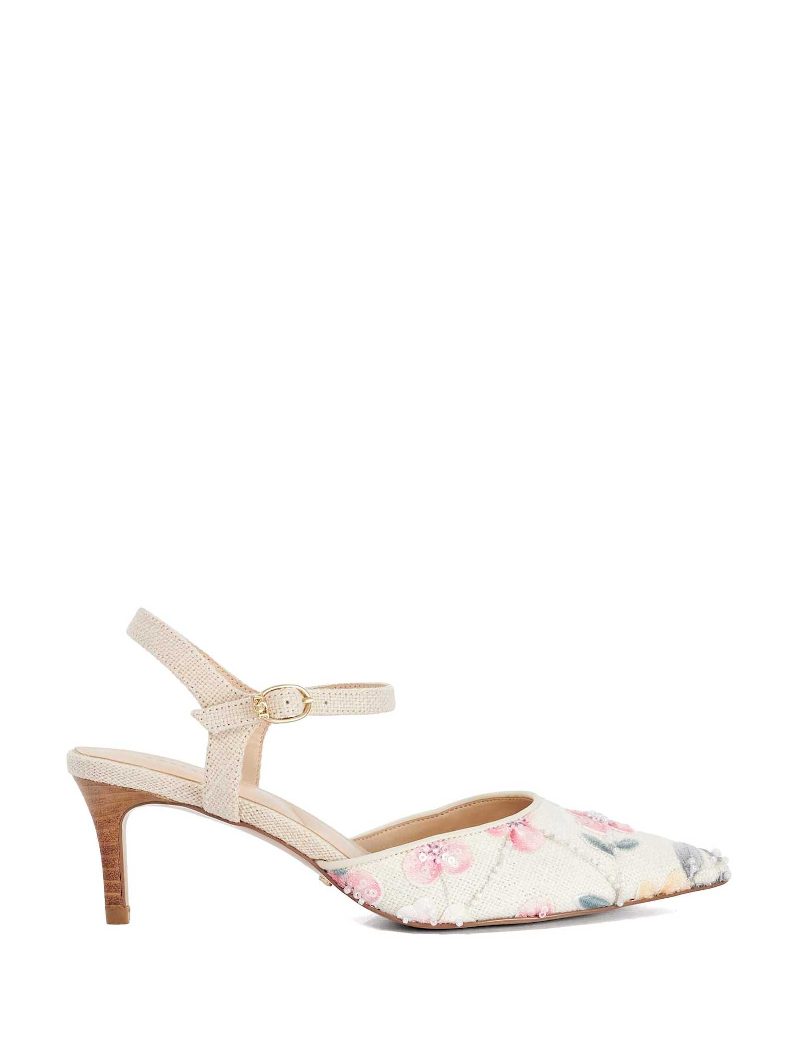 Linen Floral Stiletto Heel Court Shoes - image 1