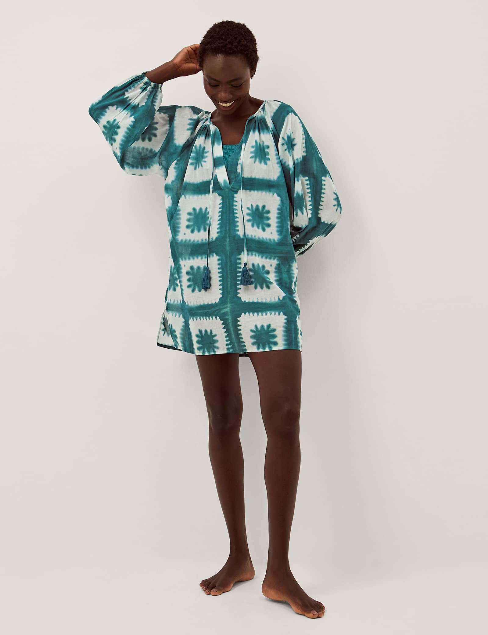 Pure Cotton Printed V-Neck Maxi Kaftan - image 2