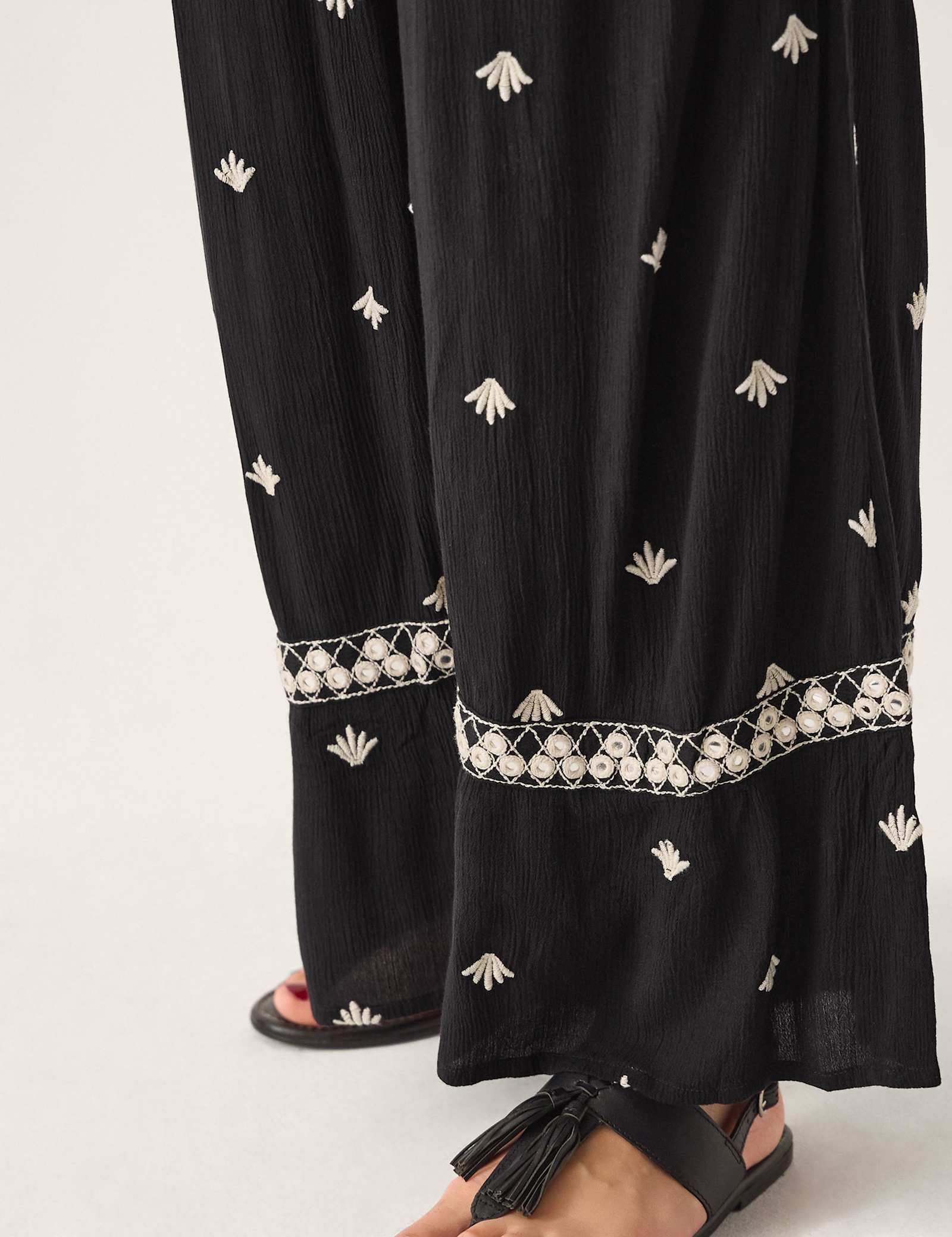 Embroidered Wide Leg Trousers - image 4
