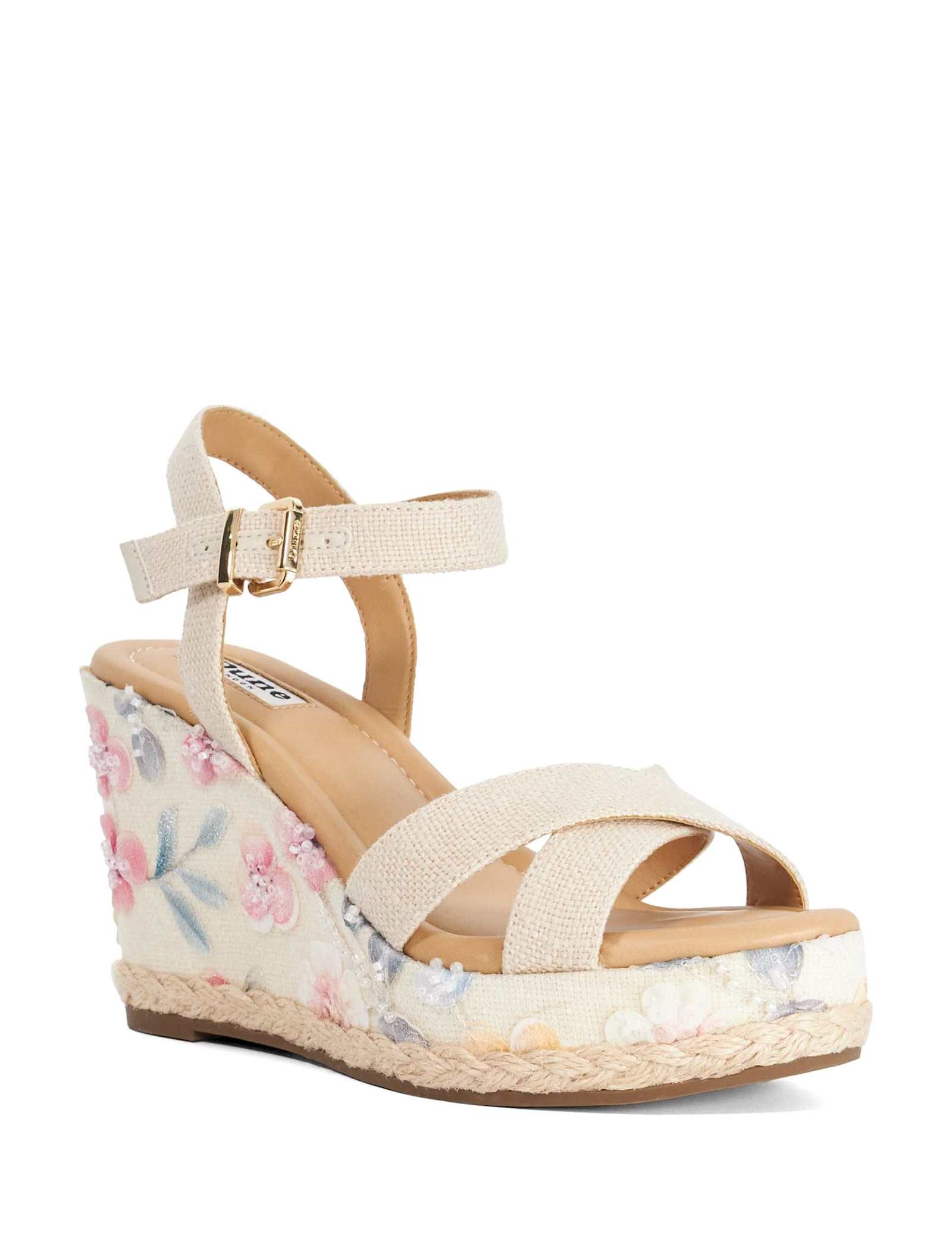 Floral Ankle Strap Wedge Sandals - image 4