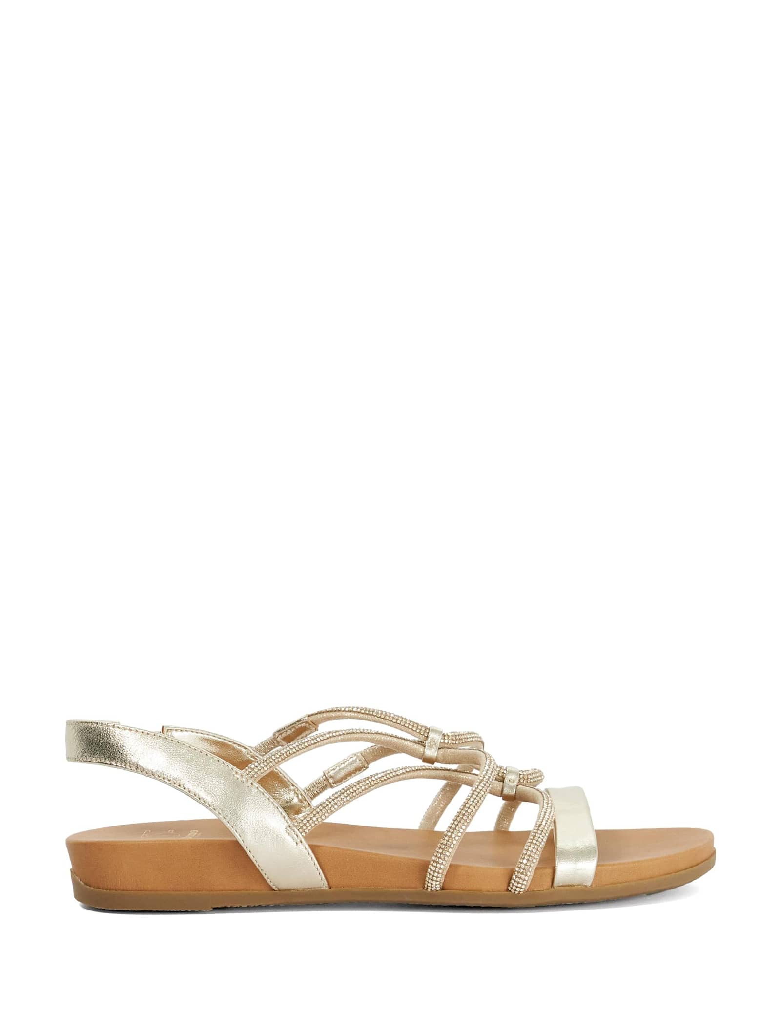 Leather Metallic Flat Gladiator Sandals - image 1