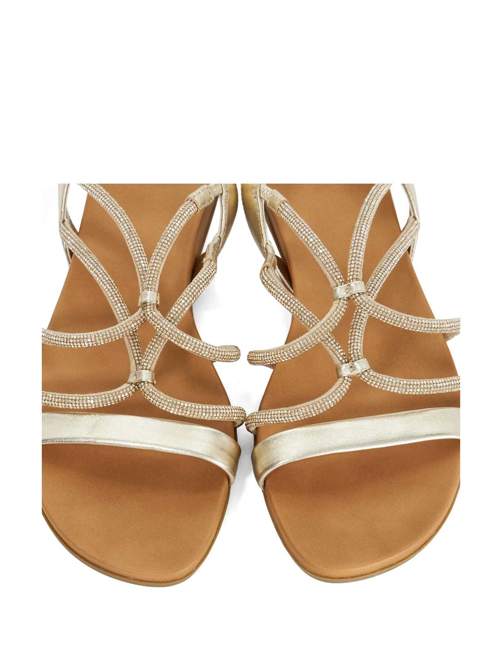 Leather Metallic Flat Gladiator Sandals - image 2