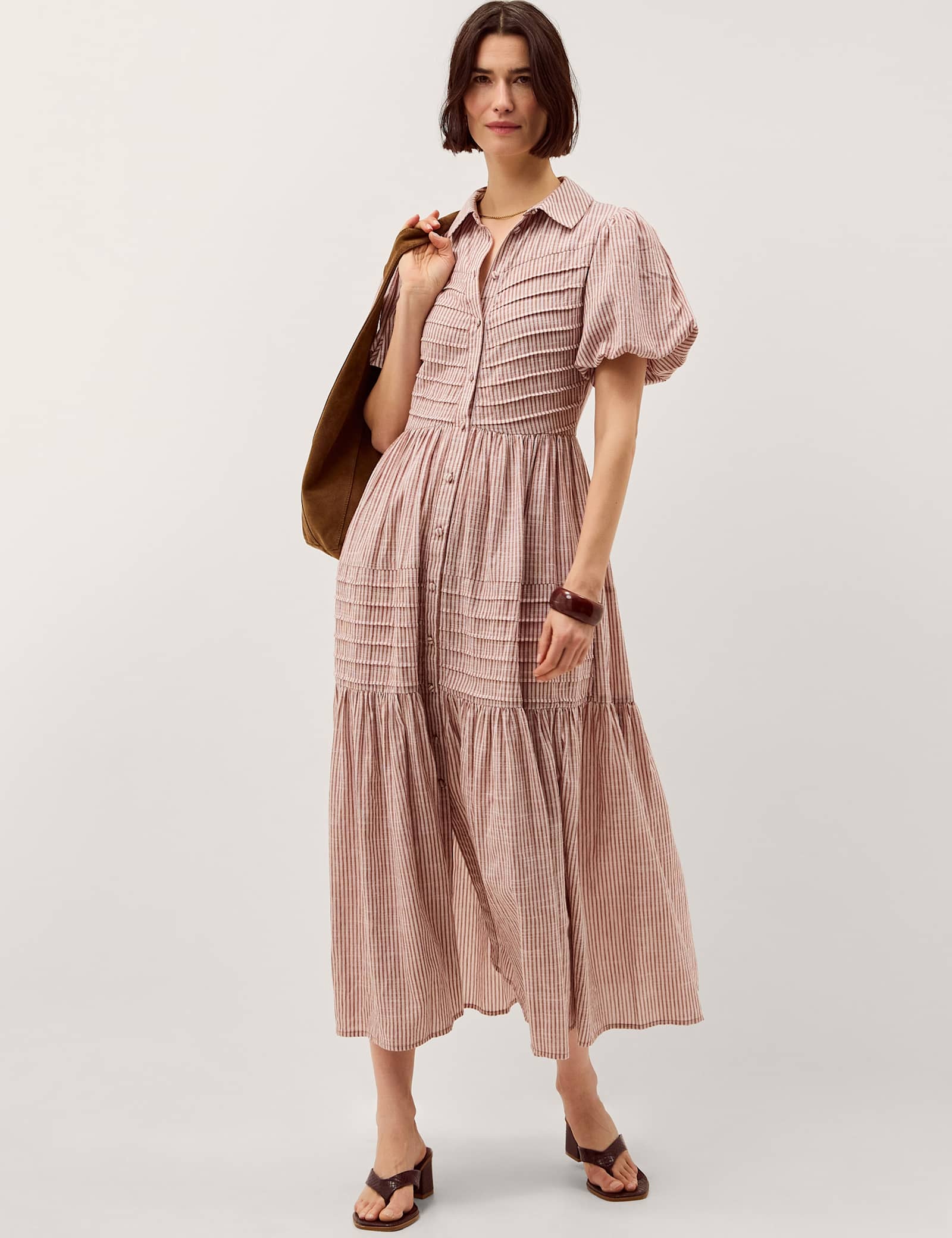 Pure Cotton Striped Midi Shirt Dress - image 1