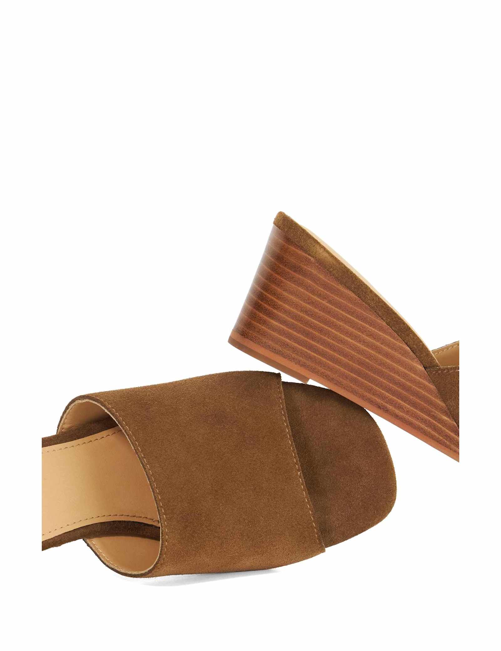 Suede Wedge Open Toe Mules - image 3