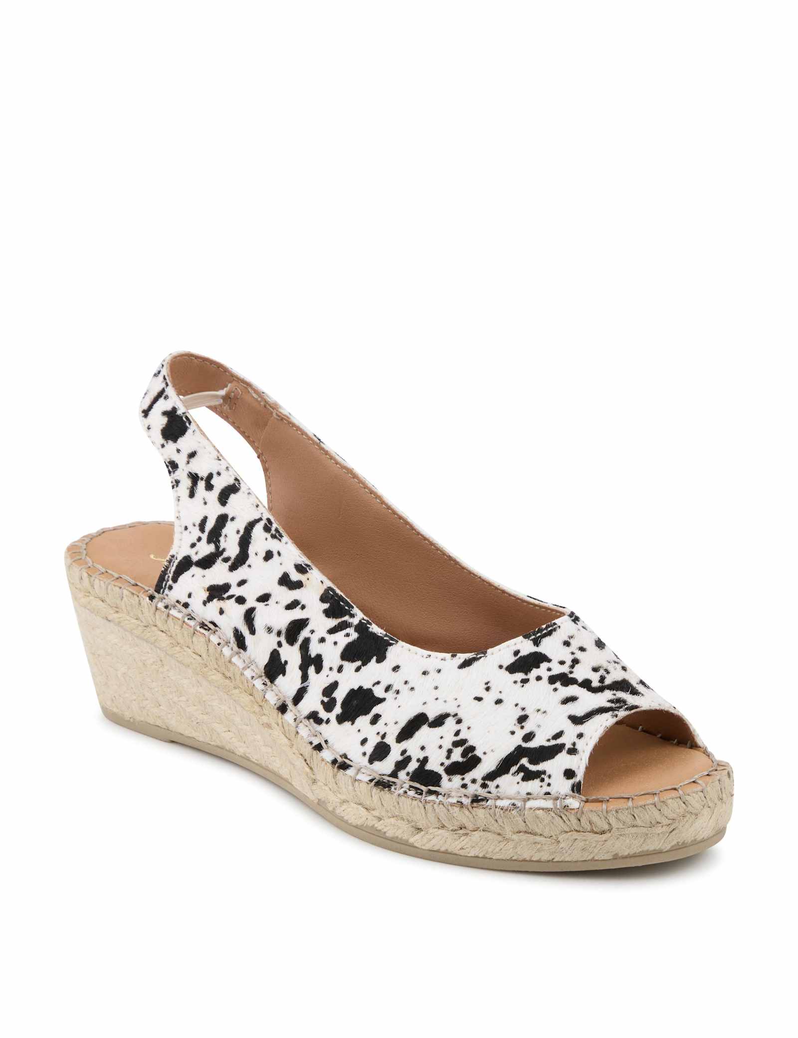 Leather Animal Print Wedge Slingback Shoes - image 5