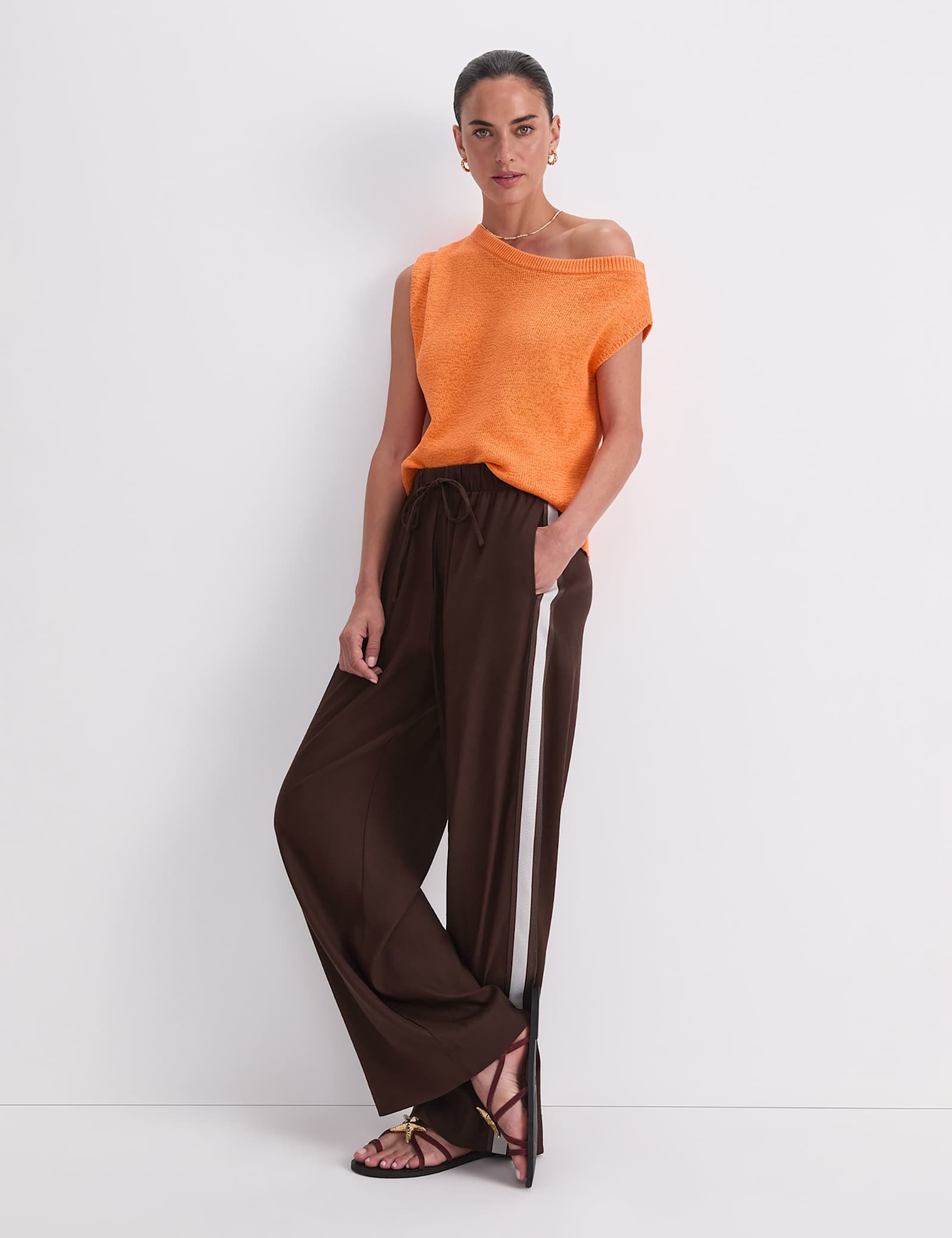 Linen Blend Drawstring Trousers - image 5