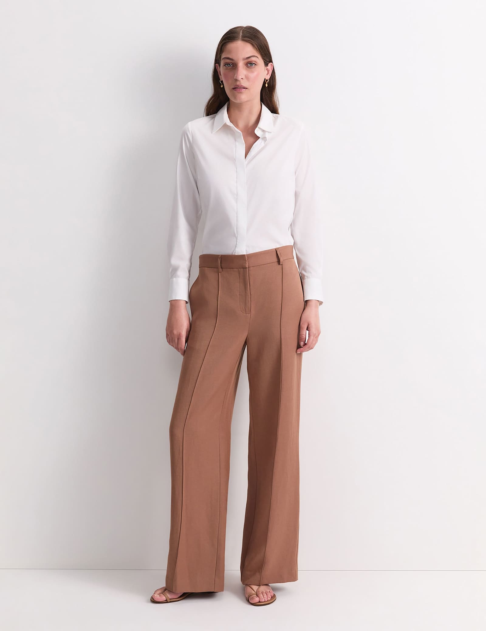 Straight Leg Trousers with Linen - image 5