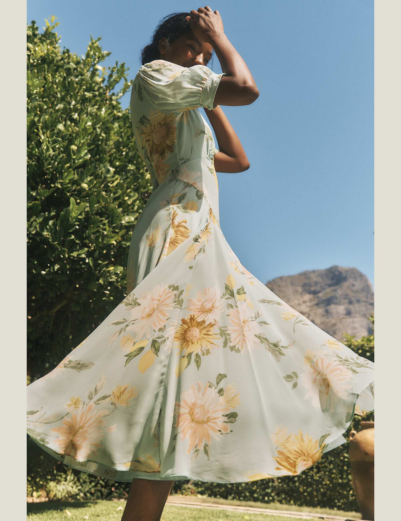 Floral V-Neck Midi Waisted Dress - image 1