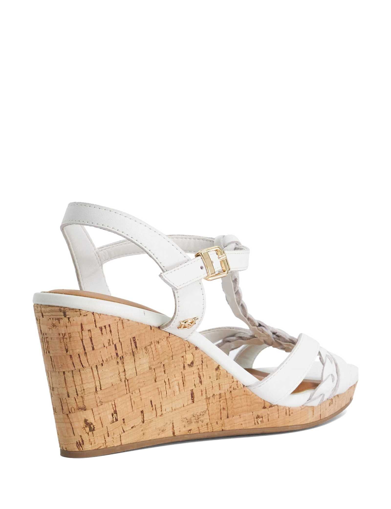 Wide Fit Leather Plait Detail Wedge Sandals - image 4
