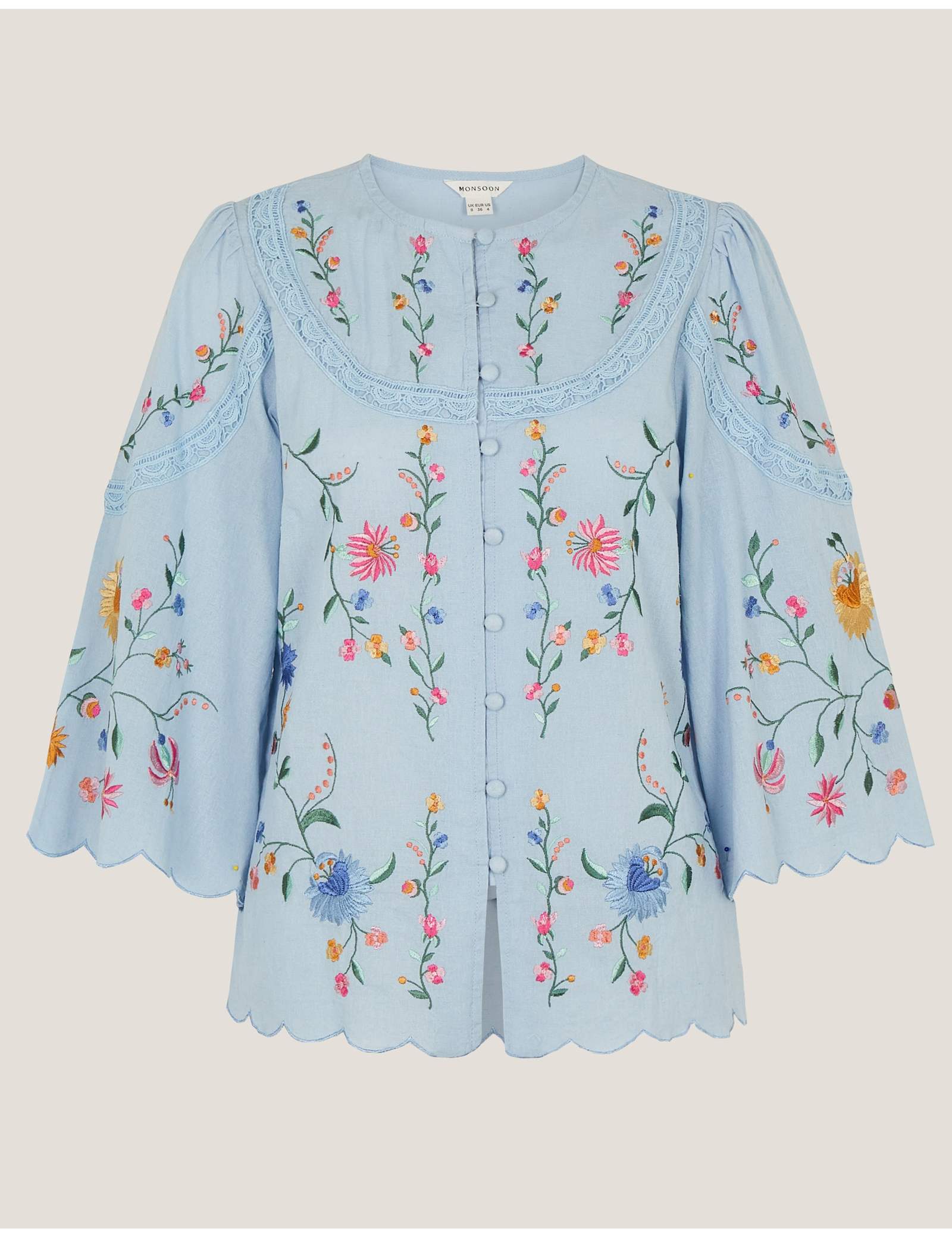 Cotton Rich Embroidered Blouse with Linen - image 1