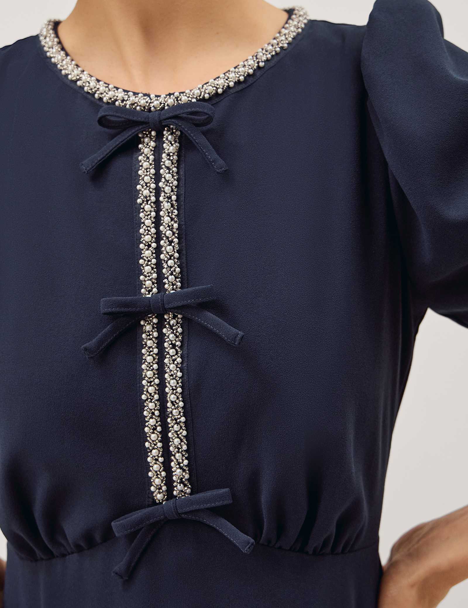 Embellished Bow Detail Midi Tea Dress - image 3