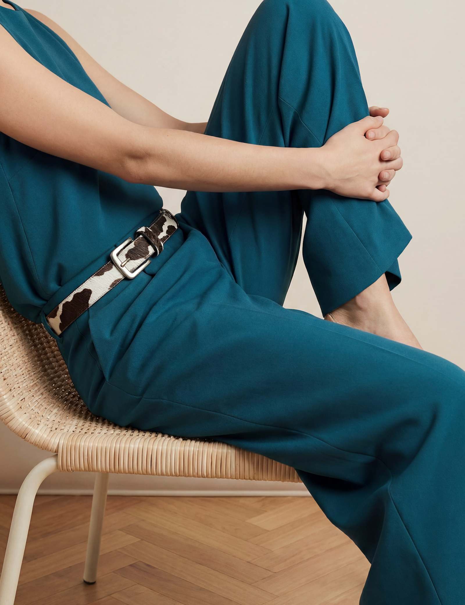 Leather Cow Print Jeans Belt - image 1