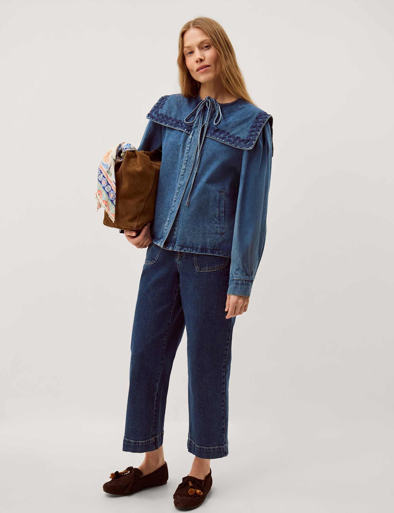 Pure Cotton Denim Collared Jacket - image 3
