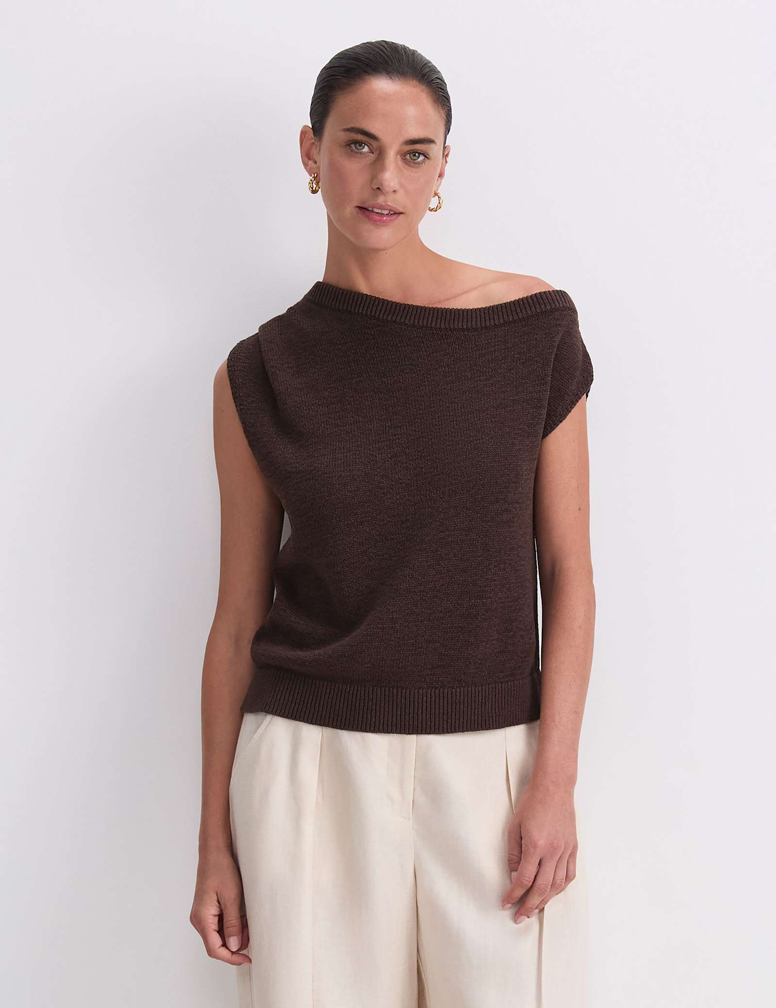 Cotton Blend Textured Knitted Top - image 1