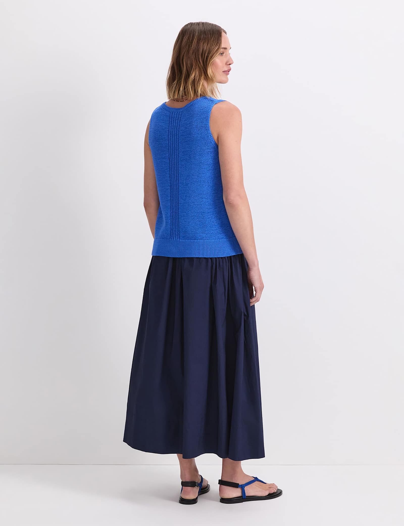 Cotton Blend V-Neck Knitted Vest Top - image 5