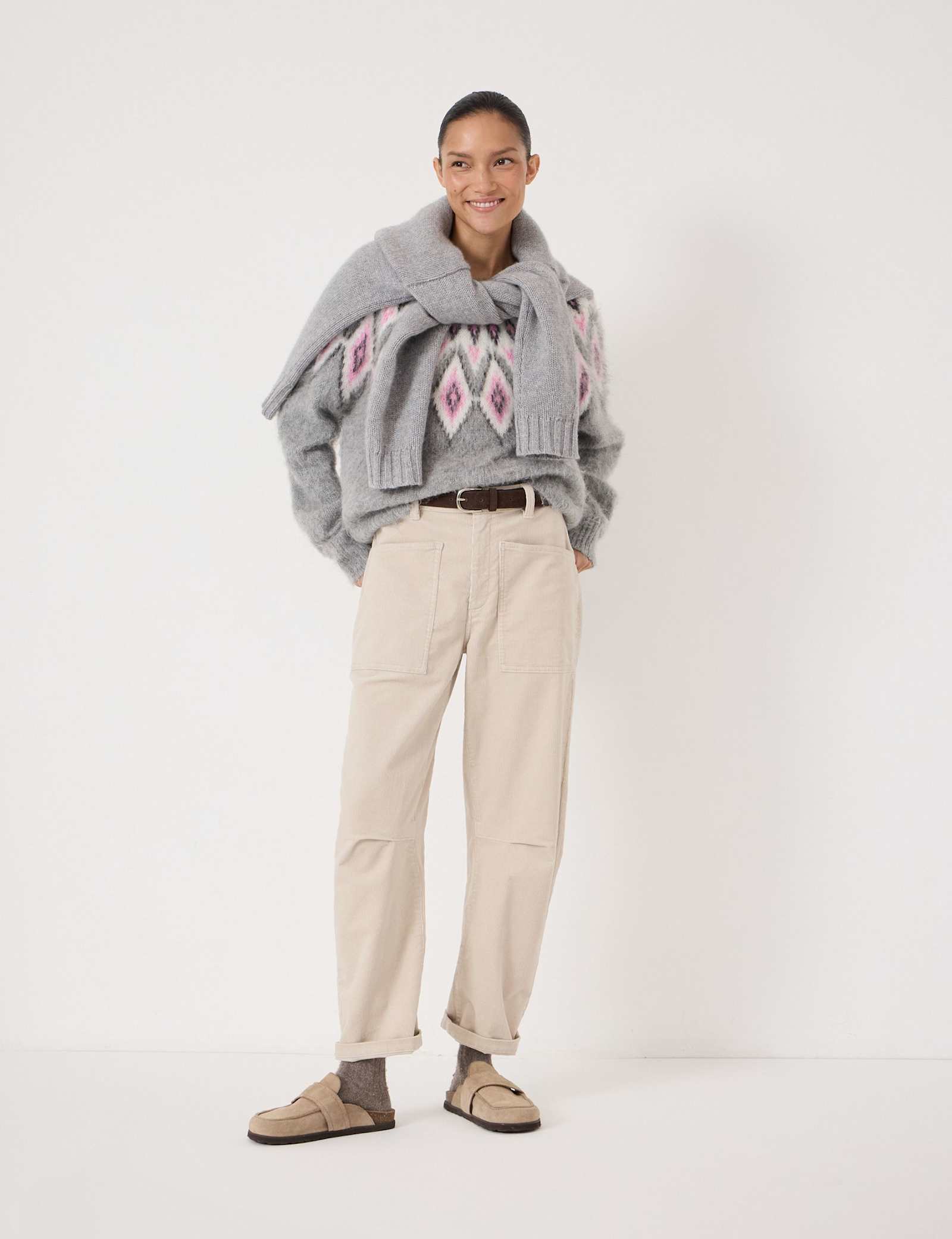 Cord Barrel Leg Ankle Grazer Trousers - image 2