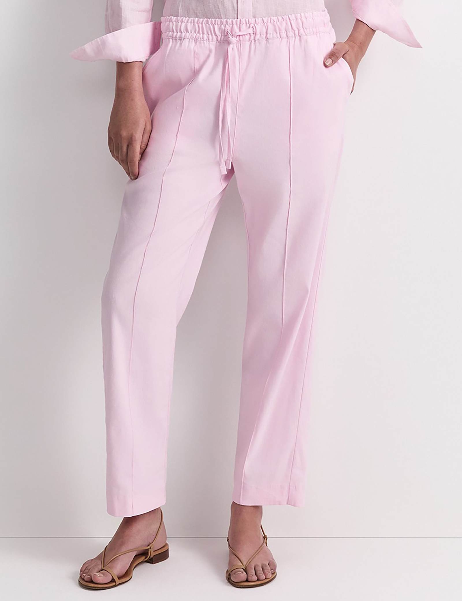 Linen Blend Relaxed Tapered Trousers - image 1