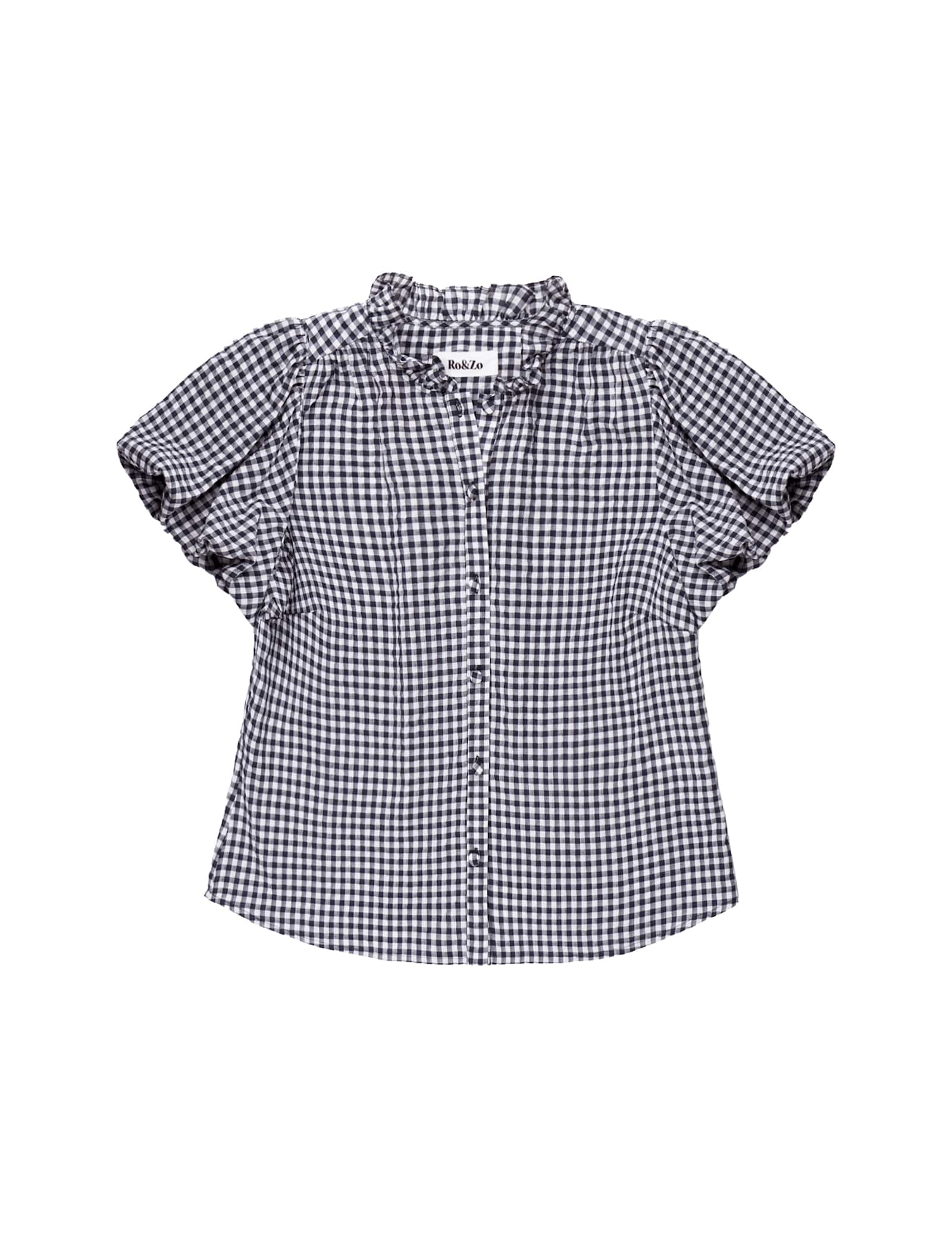 Gingham Button Through Puff Sleeve Shirt - image 1