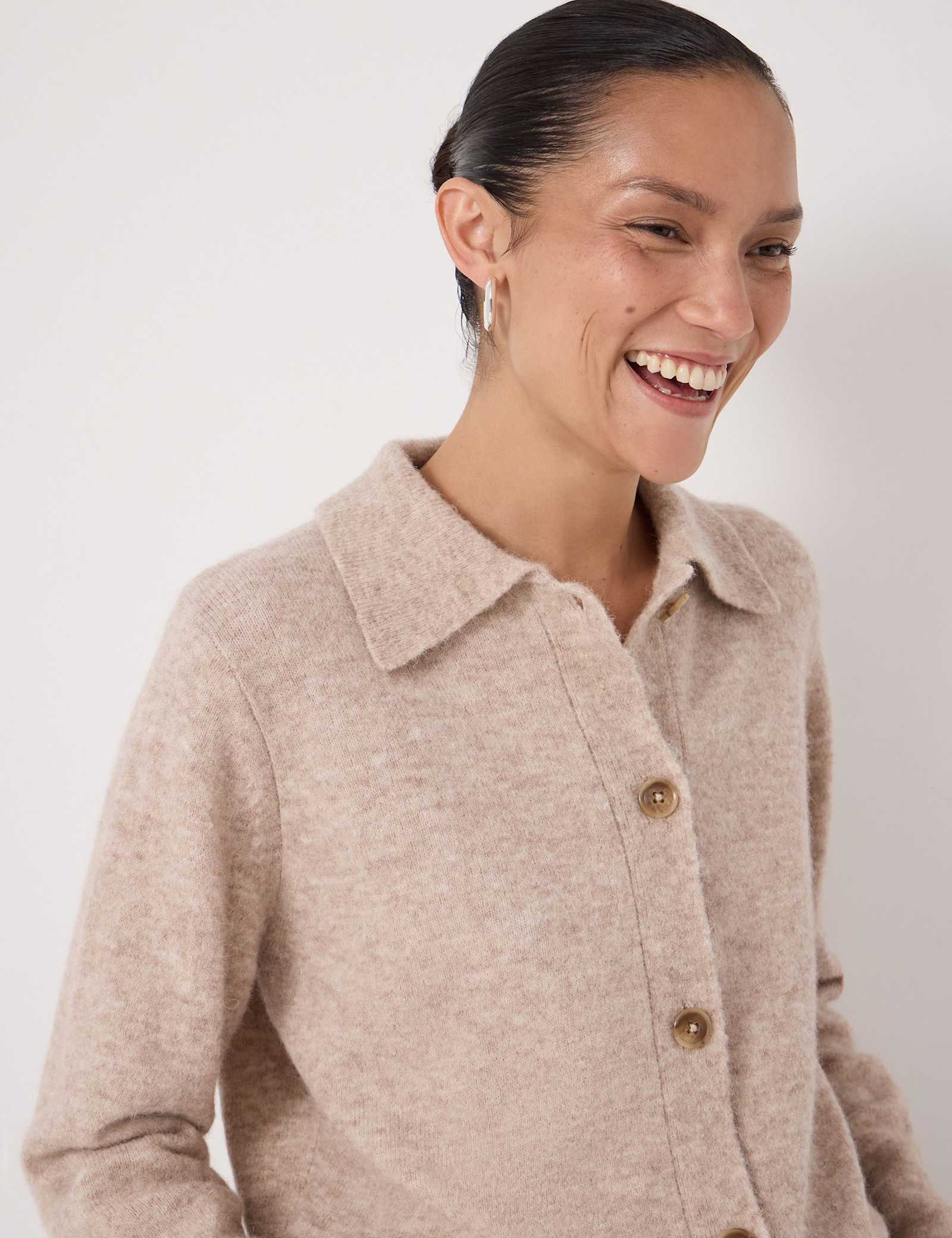 Wool Blend Collared Cardigan - image 5