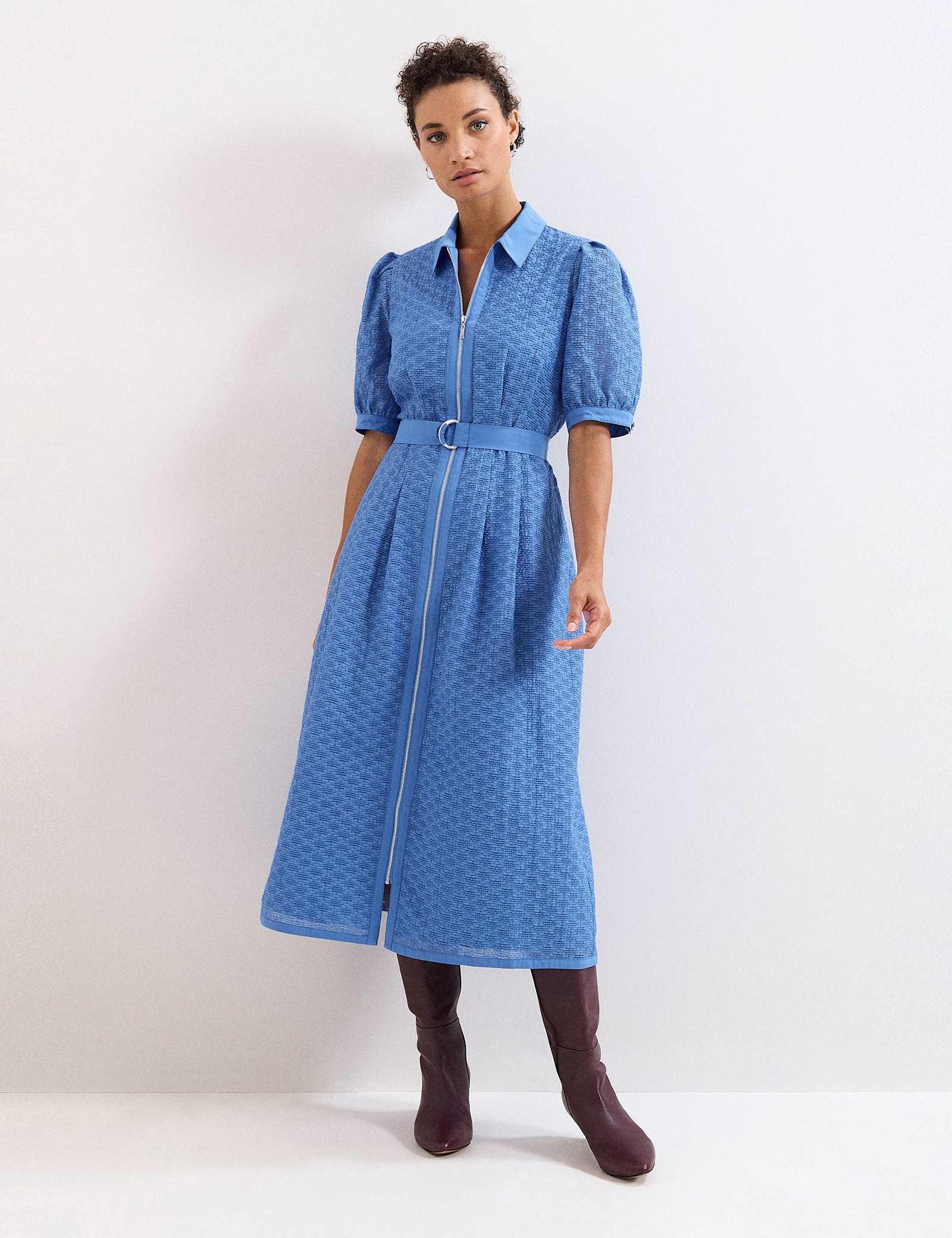 Cotton Rich Textured Midi Shirt Dress - image 2