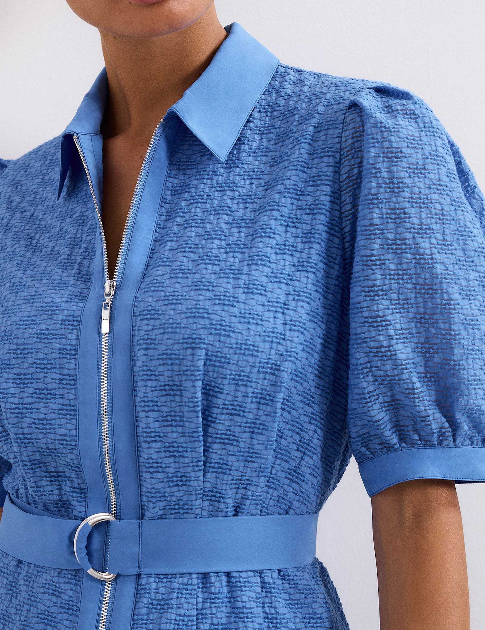 Cotton Rich Textured Midi Shirt Dress - image 3