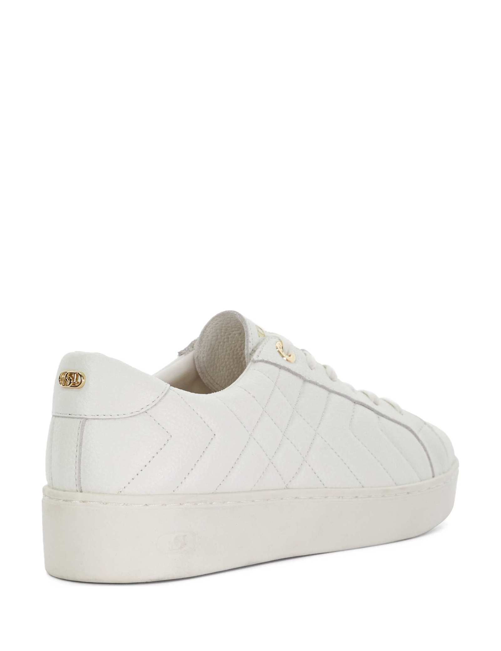 Wide Fit Leather Lace Up Quilted Trainers - image 4