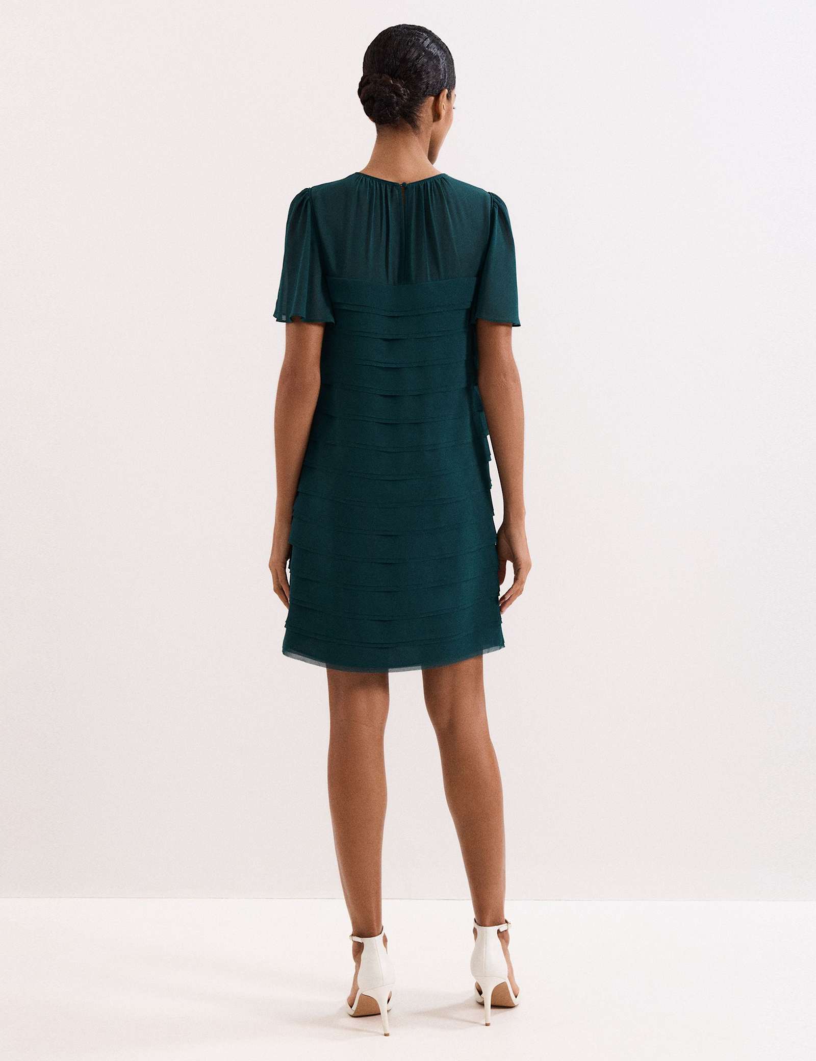 Textured Round Neck Mini Shift Dress - image 5