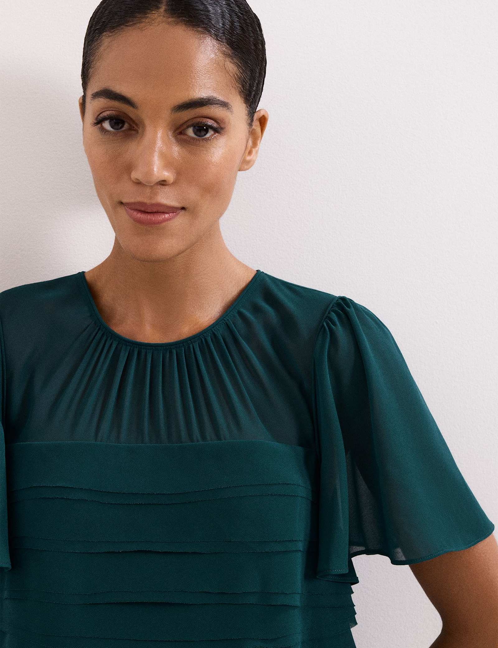 Textured Round Neck Mini Shift Dress - image 4
