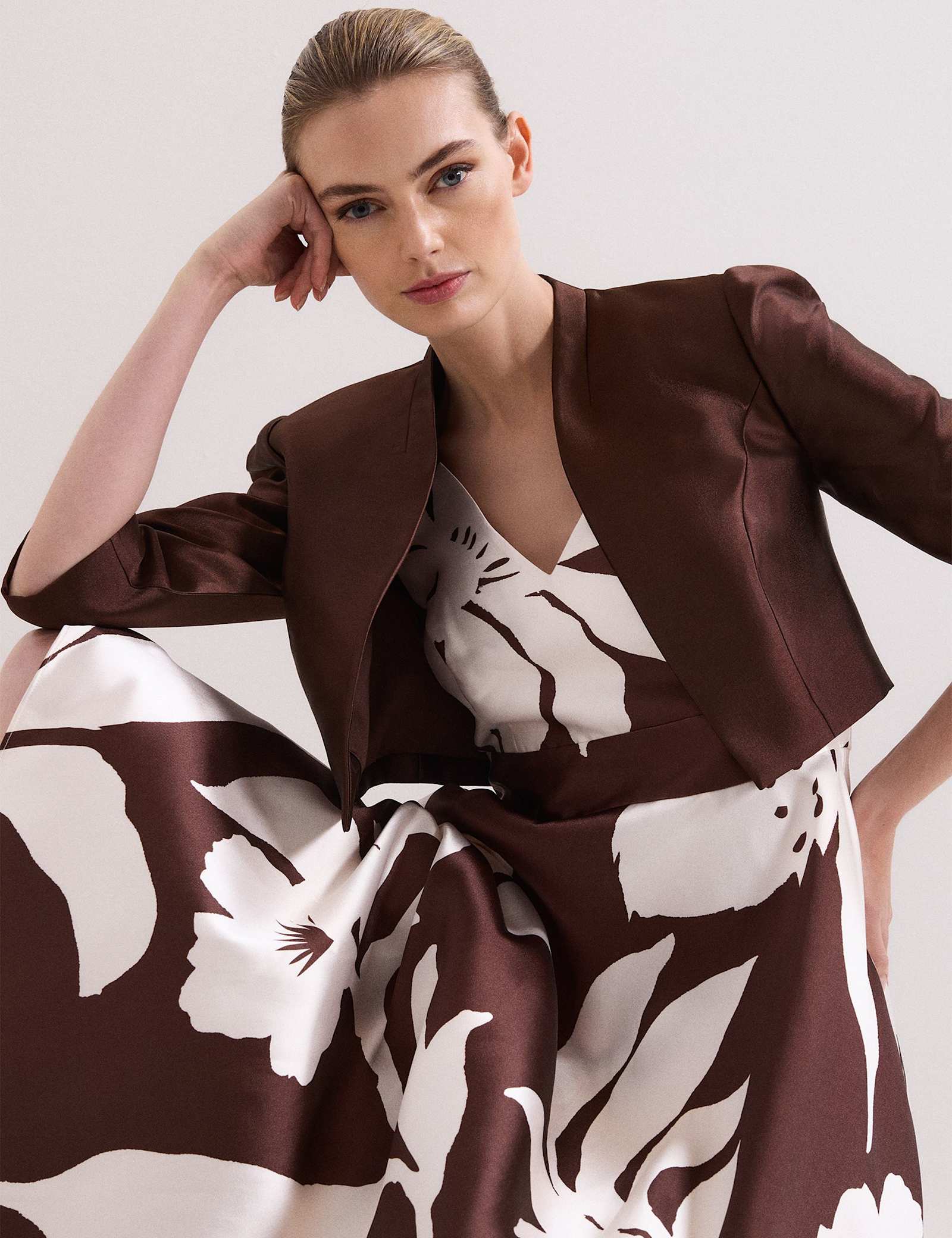 Floral V-Neck Midi Skater Dress - image 3