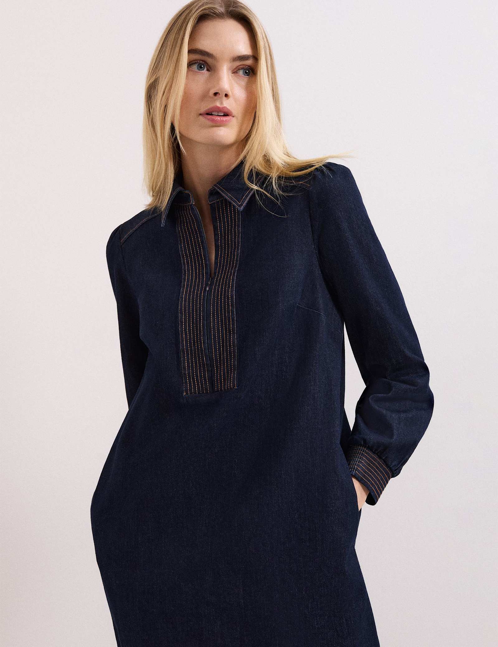 Denim Mini Shirt Dress - image 3