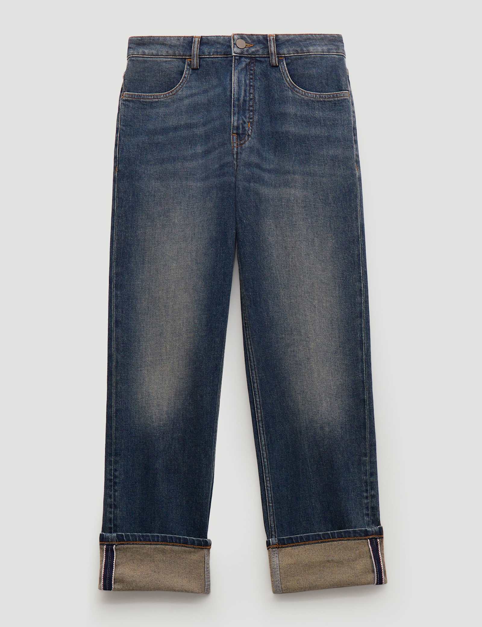 Mid Rise Straight Leg Turn Up Jeans - image 3
