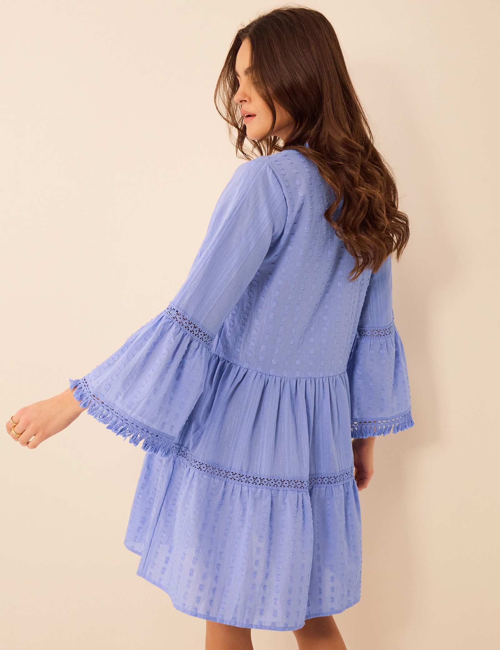 Cotton Rich Flute Sleeve Beach Dress - image 5