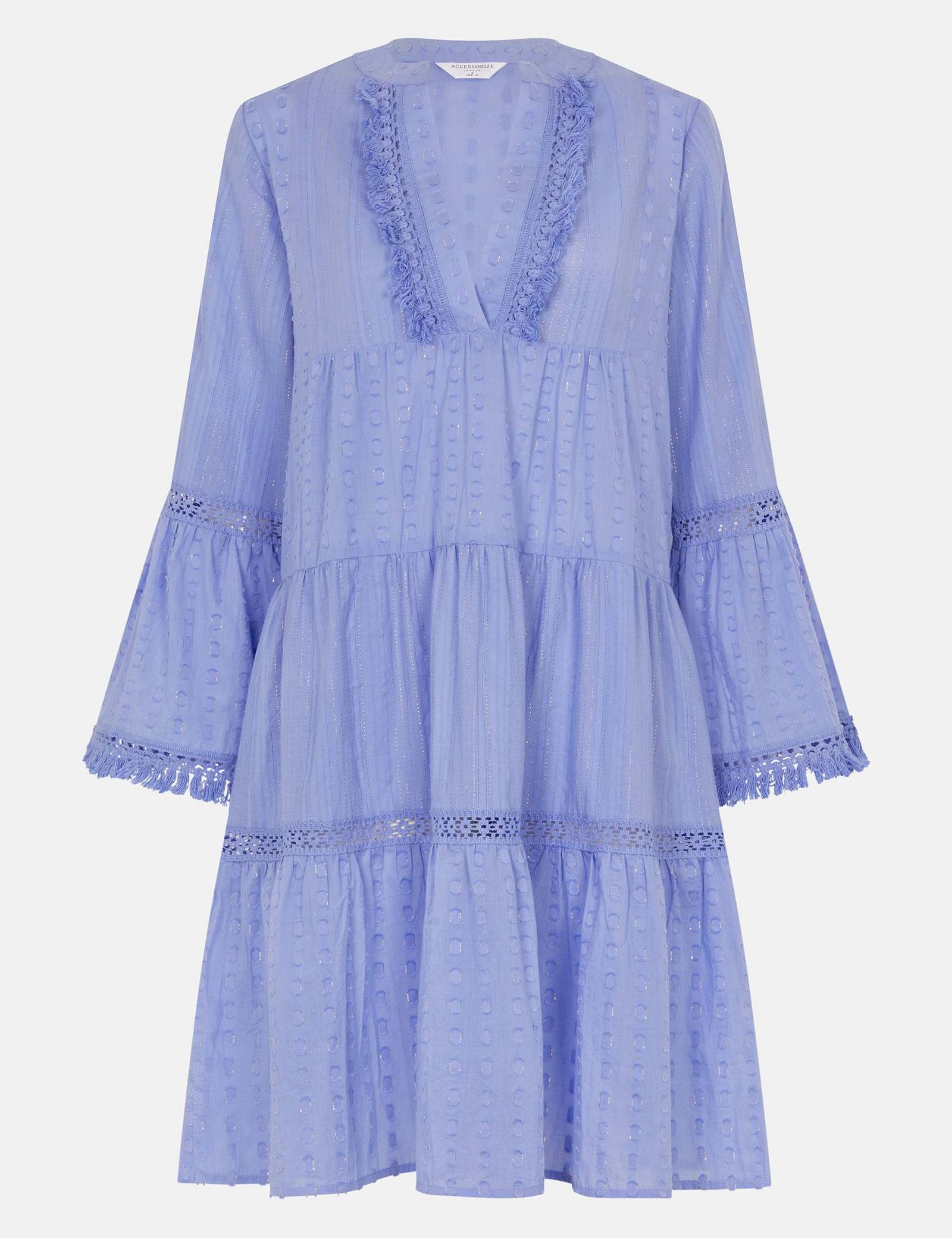 Cotton Rich Flute Sleeve Beach Dress - image 1