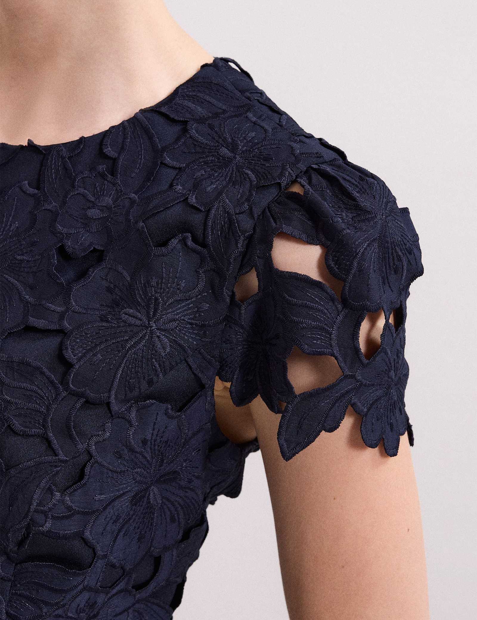 Lace Cutwork Detail Midi Skater Dress - image 4