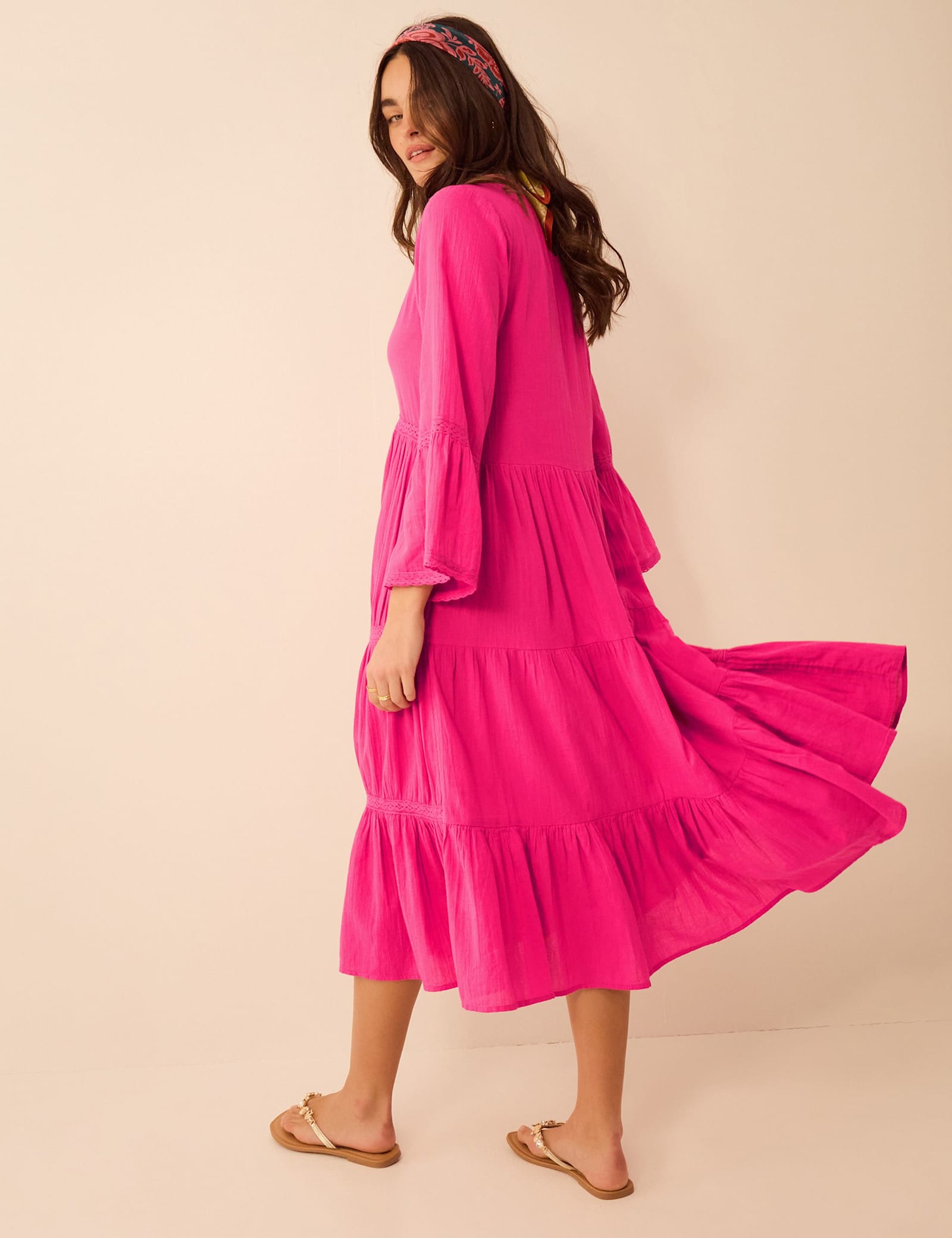 Pure Cotton V-Neck Midi Beach Dress - image 4