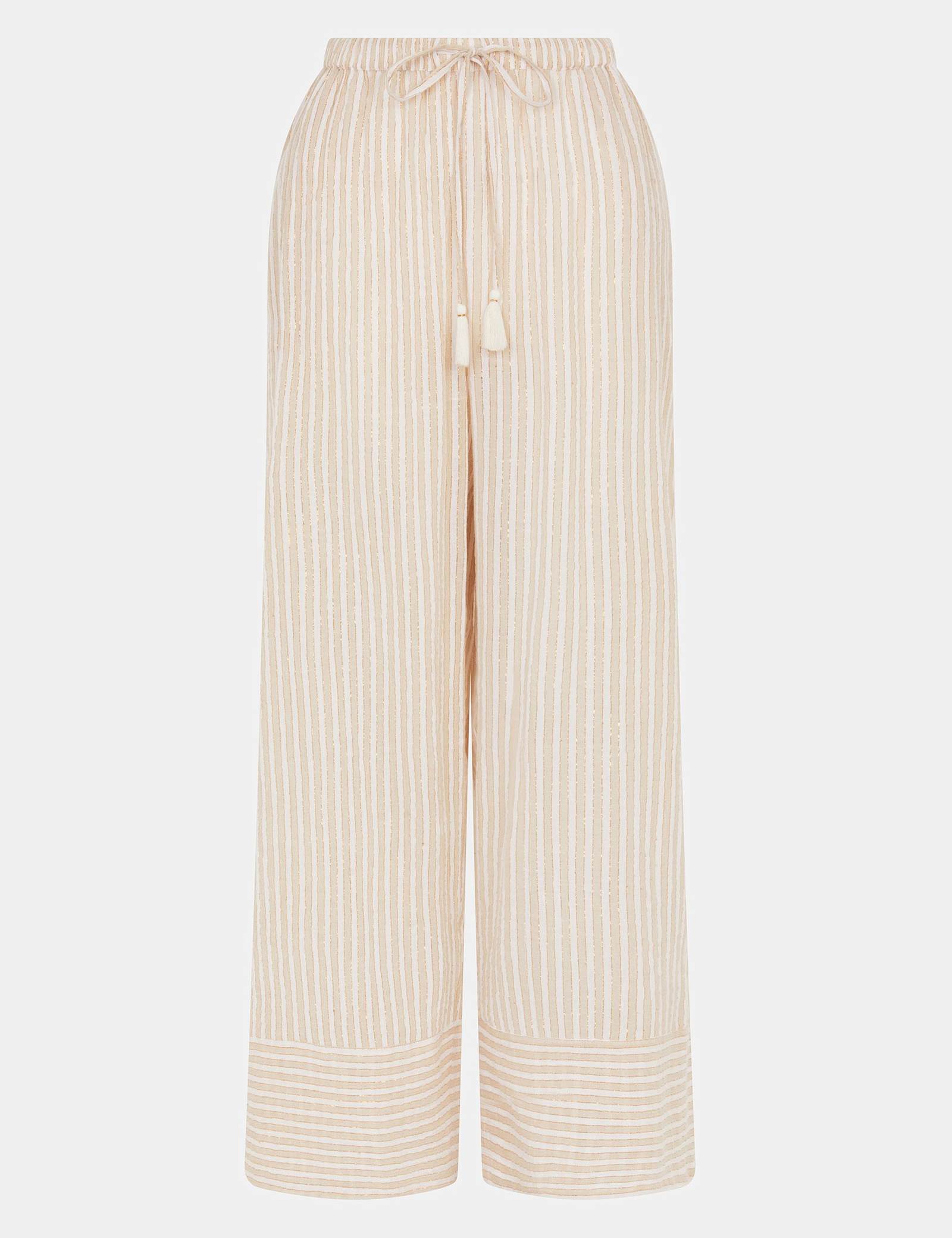 Cotton Rich Sparkly Striped Beach Trousers - image 1