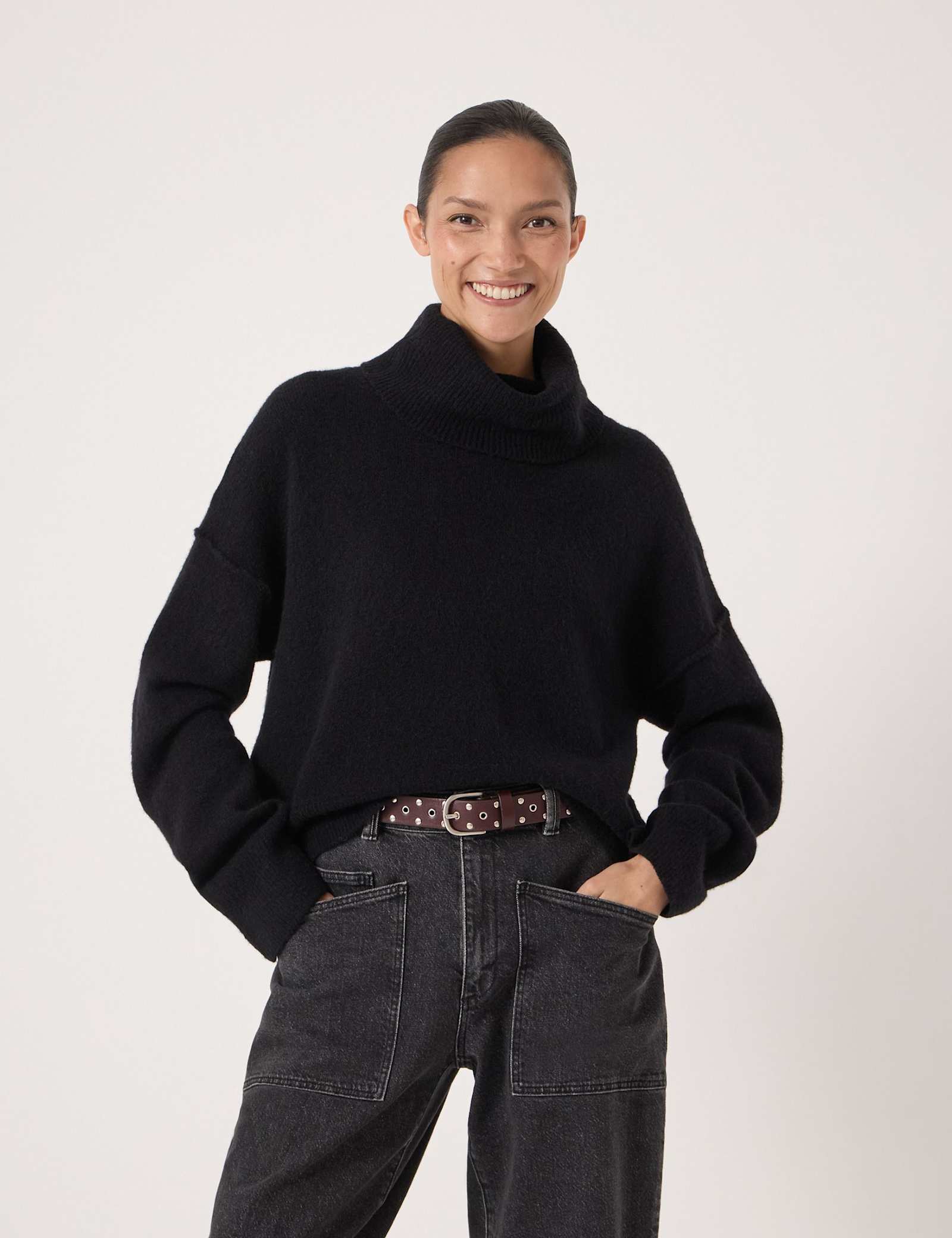 Wool Blend Roll Neck Cropped Jumper - image 3