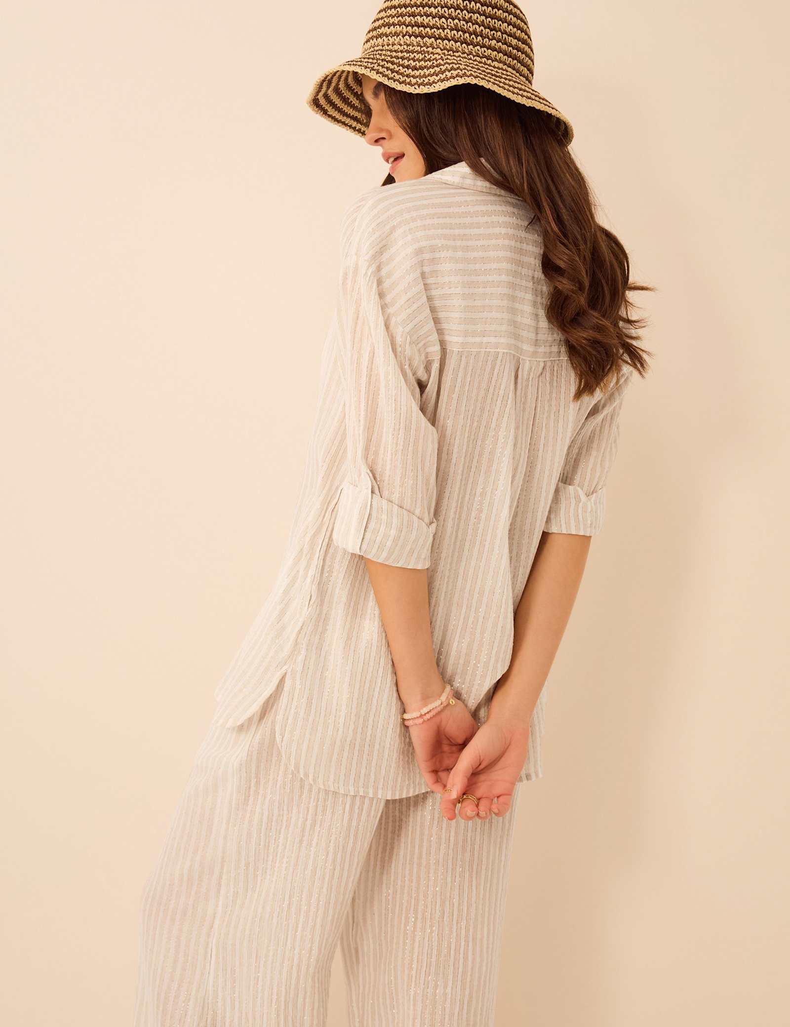 Cotton Rich Striped Relaxed Beach Shirt - image 4