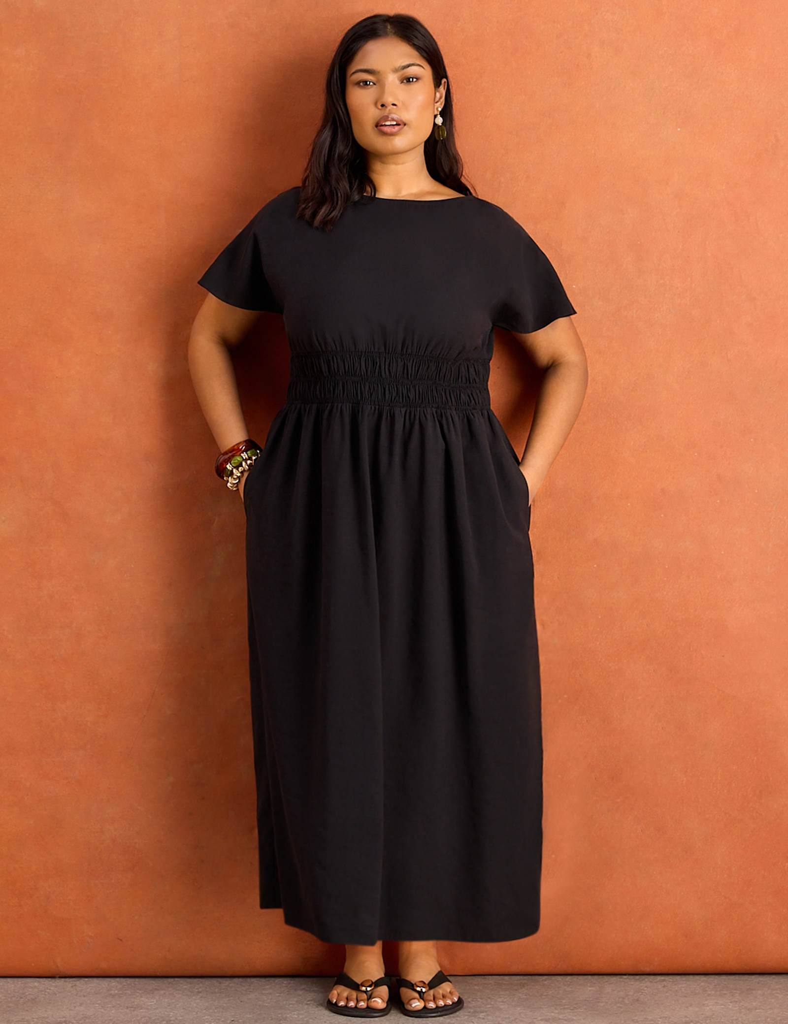 Slash Neck Midaxi Waisted Dress - image 3