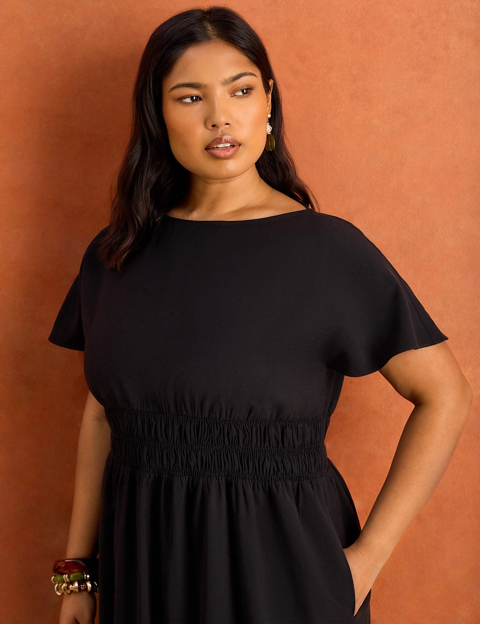 Slash Neck Midaxi Waisted Dress - image 2