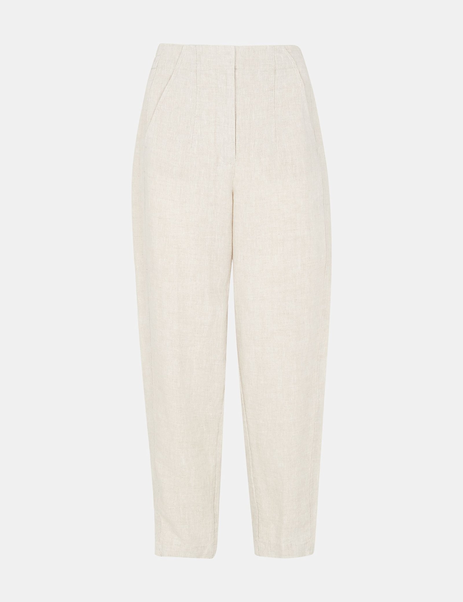 Pure Linen Barrel Leg Ankle Grazer Trousers - image 2