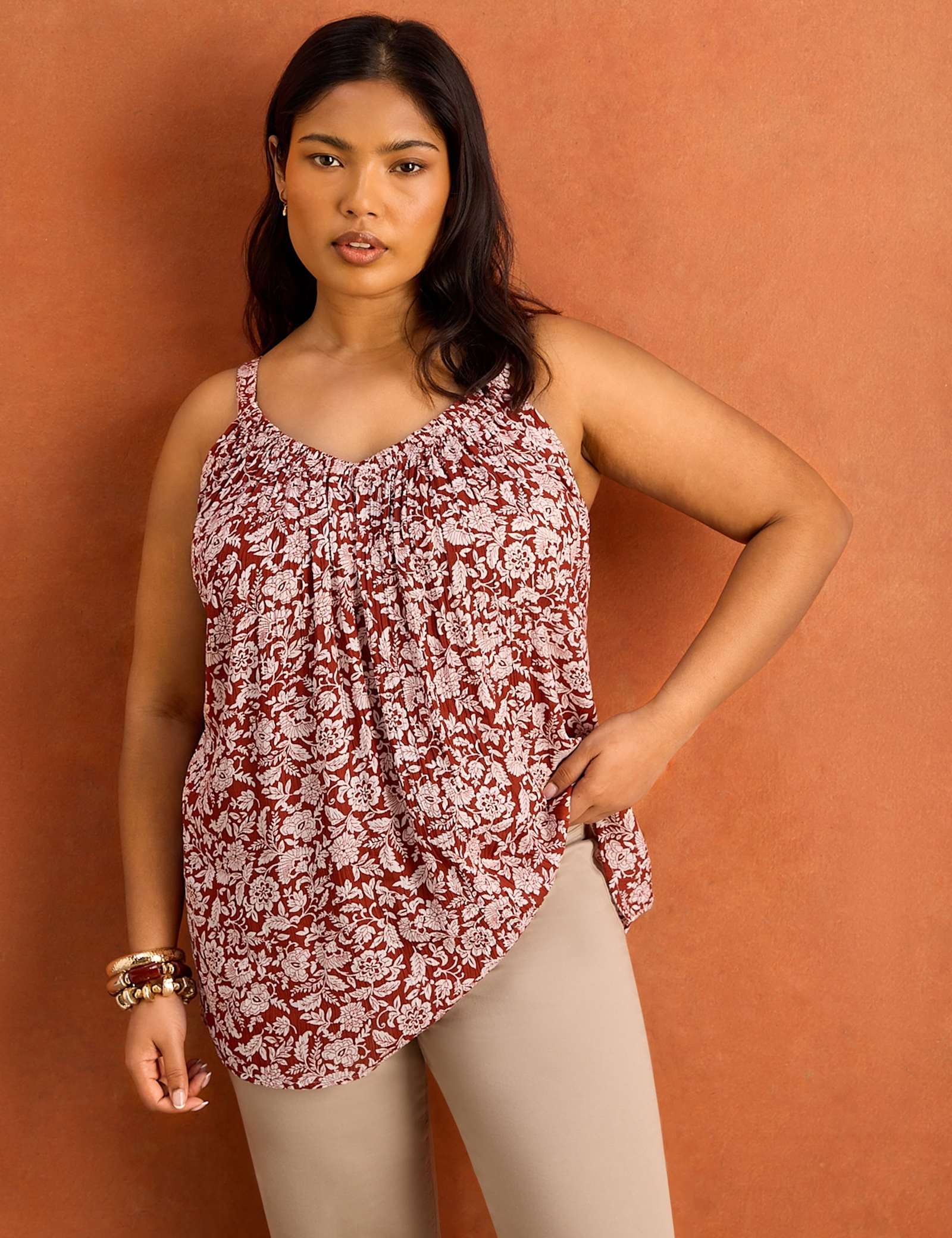 Textured Floral V-Neck Cami Top - image 3