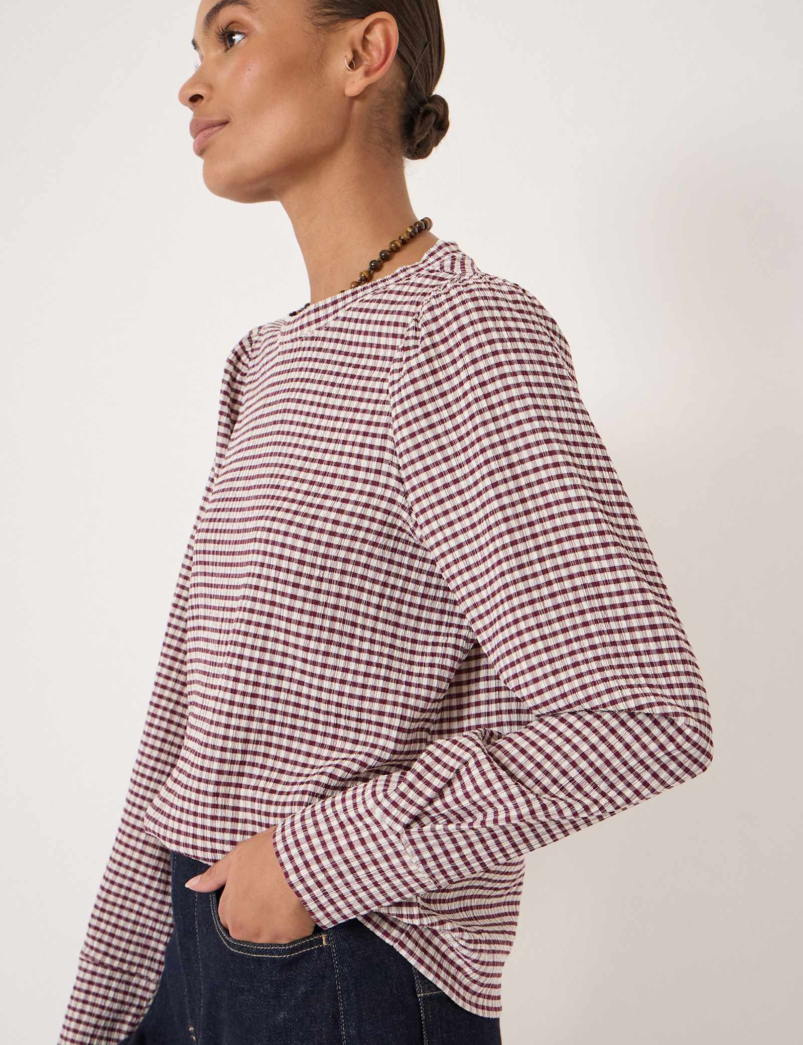 Emily Gingham Puff Sleeve Top - image 5
