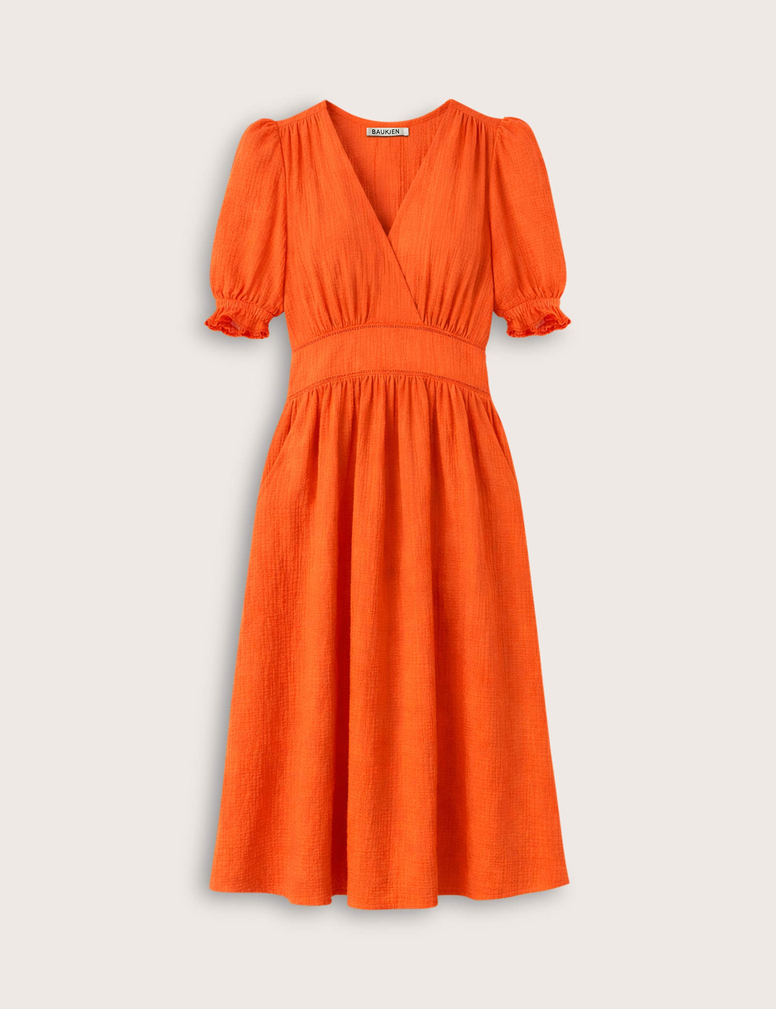 Pure Cotton Cheesecloth V-Neck Midi Dress - image 1