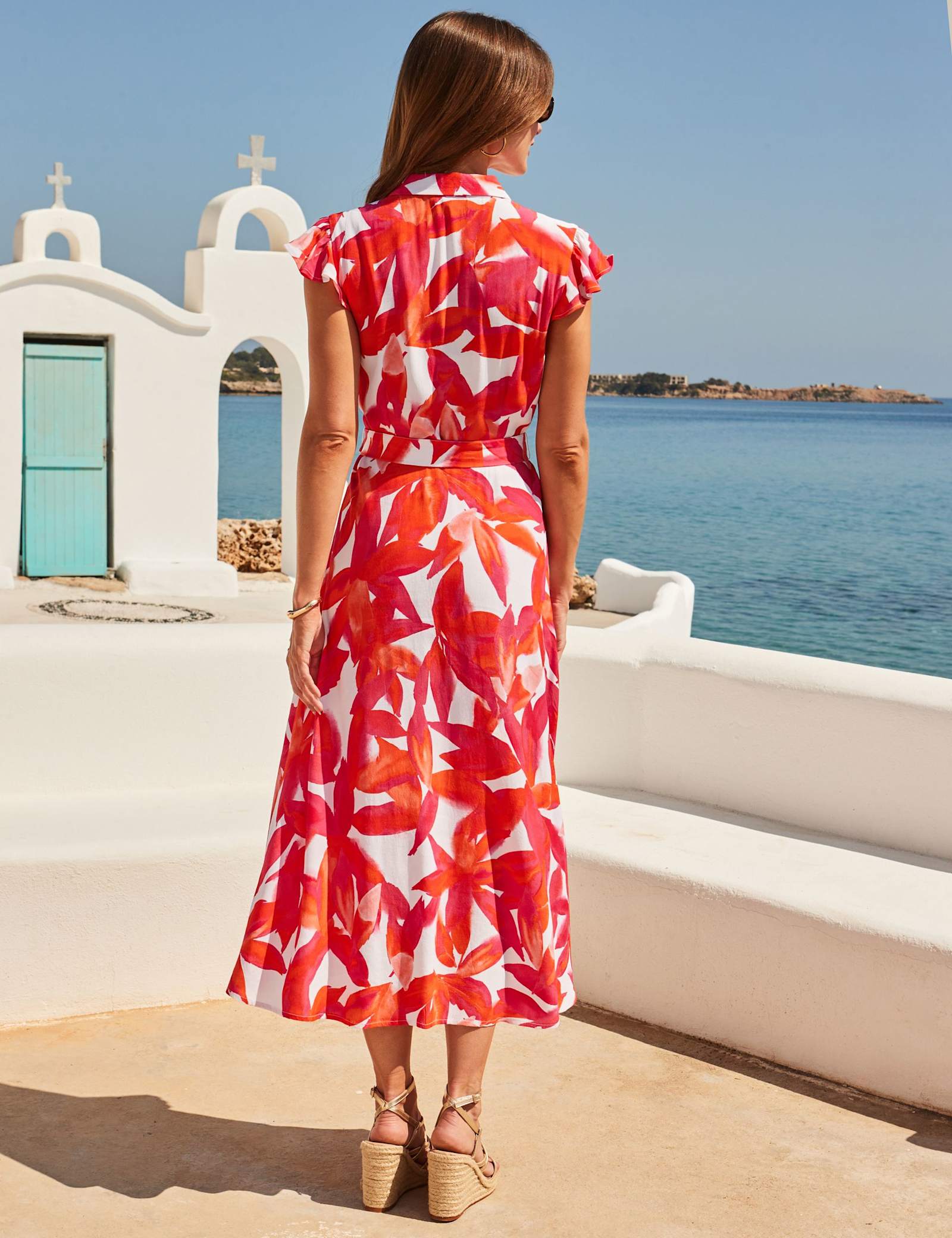Floral Belted Midi Shirt Dress - image 3