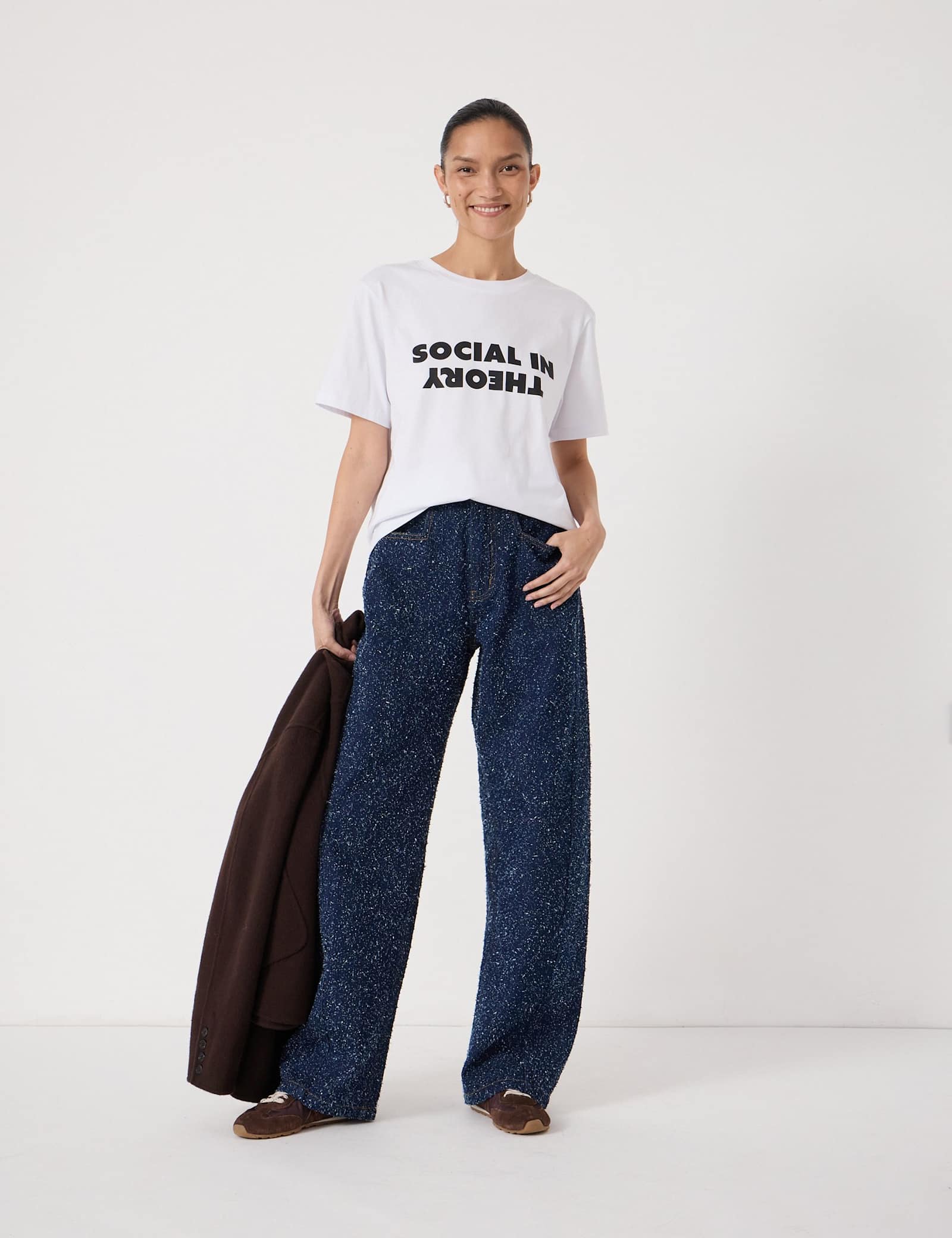 Pure Cotton 'Social In Theory' Slogan T-Shirt - image 5