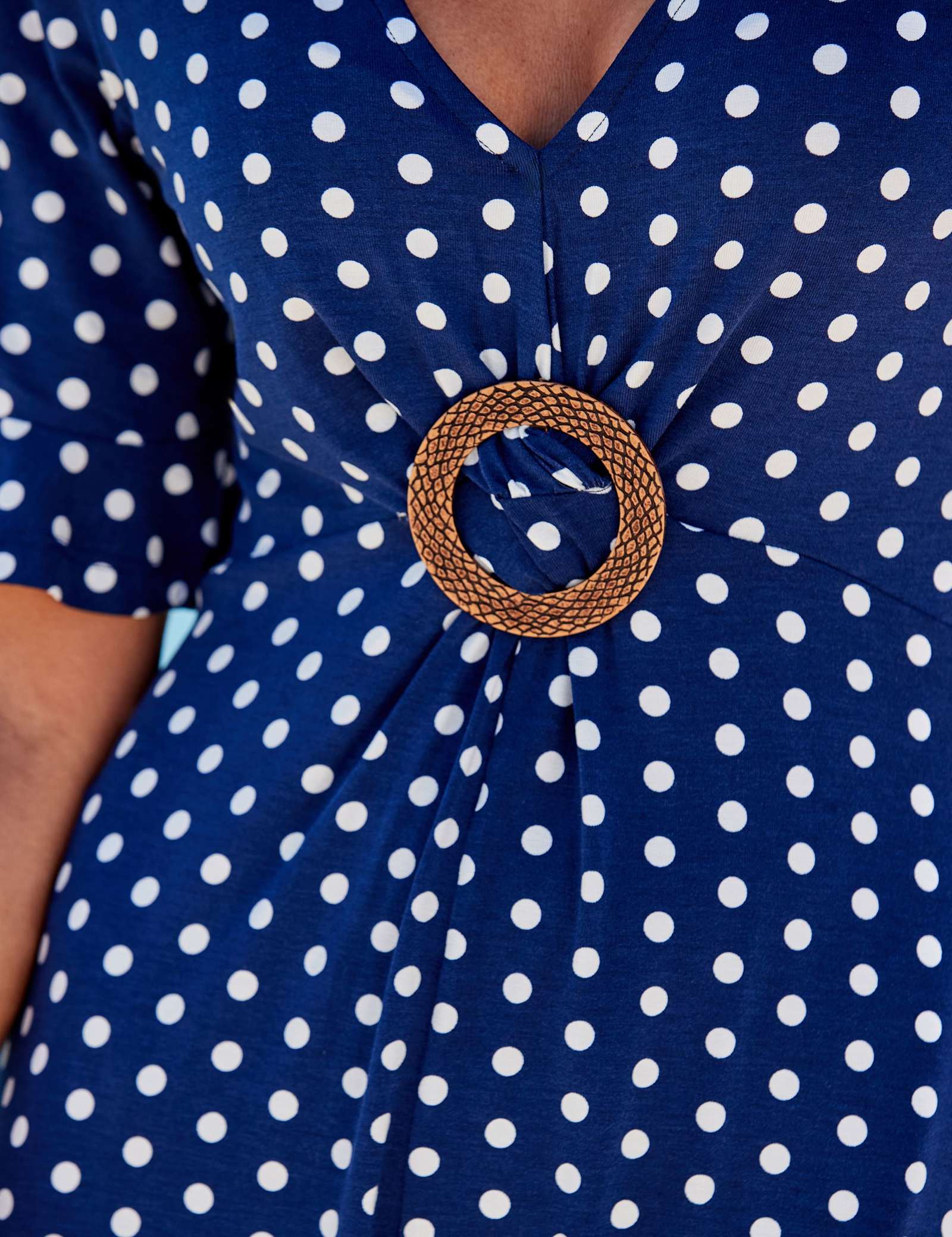 Spot Print Hoop Detail Mini Smock Dress - image 2