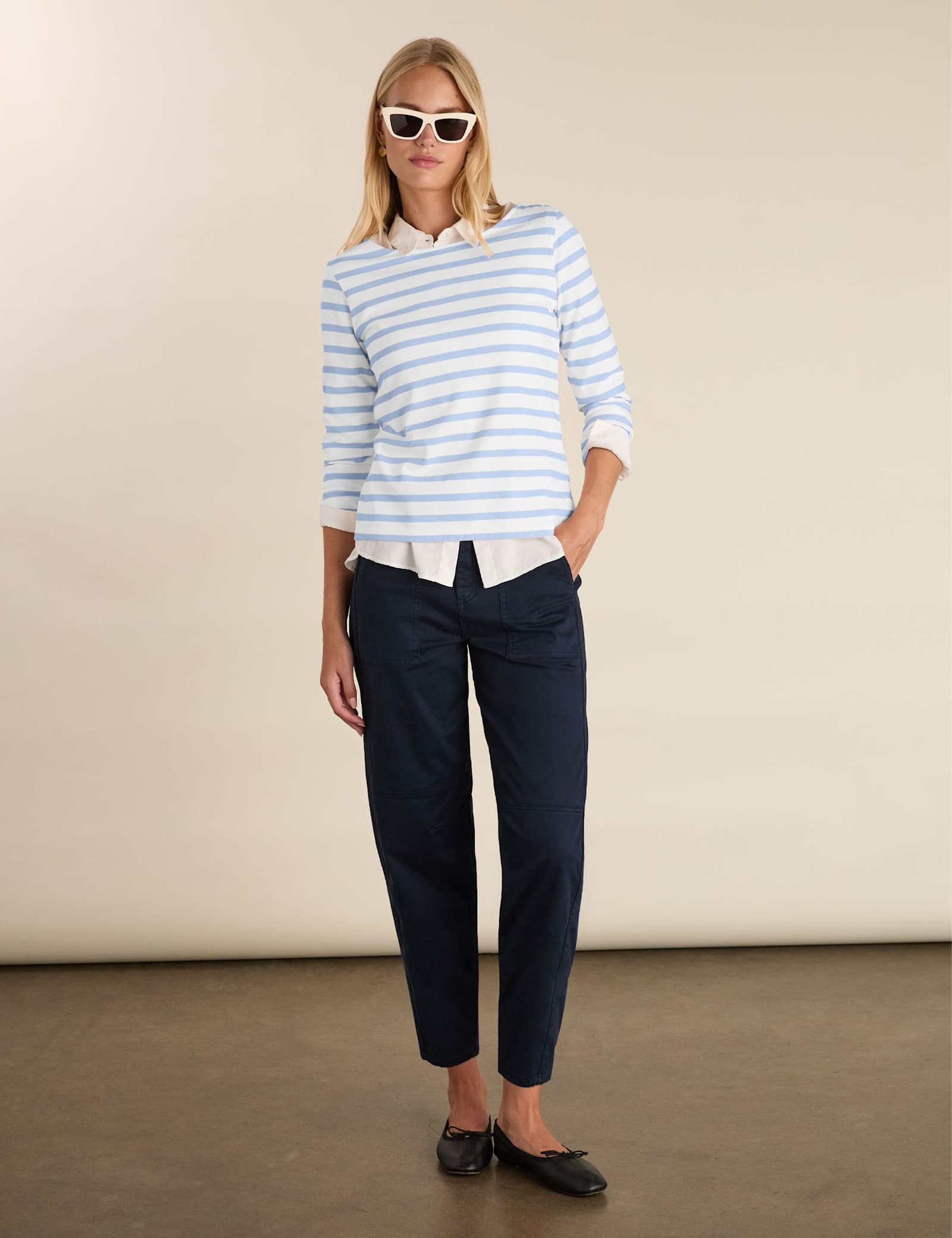 Pure Cotton Striped Round Neck Top - image 3