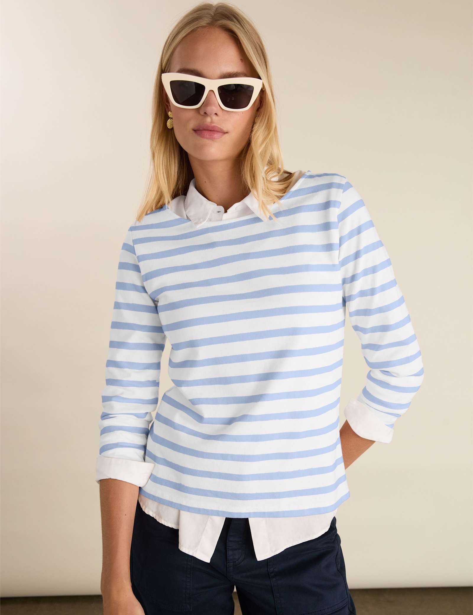 Pure Cotton Striped Round Neck Top - image 4